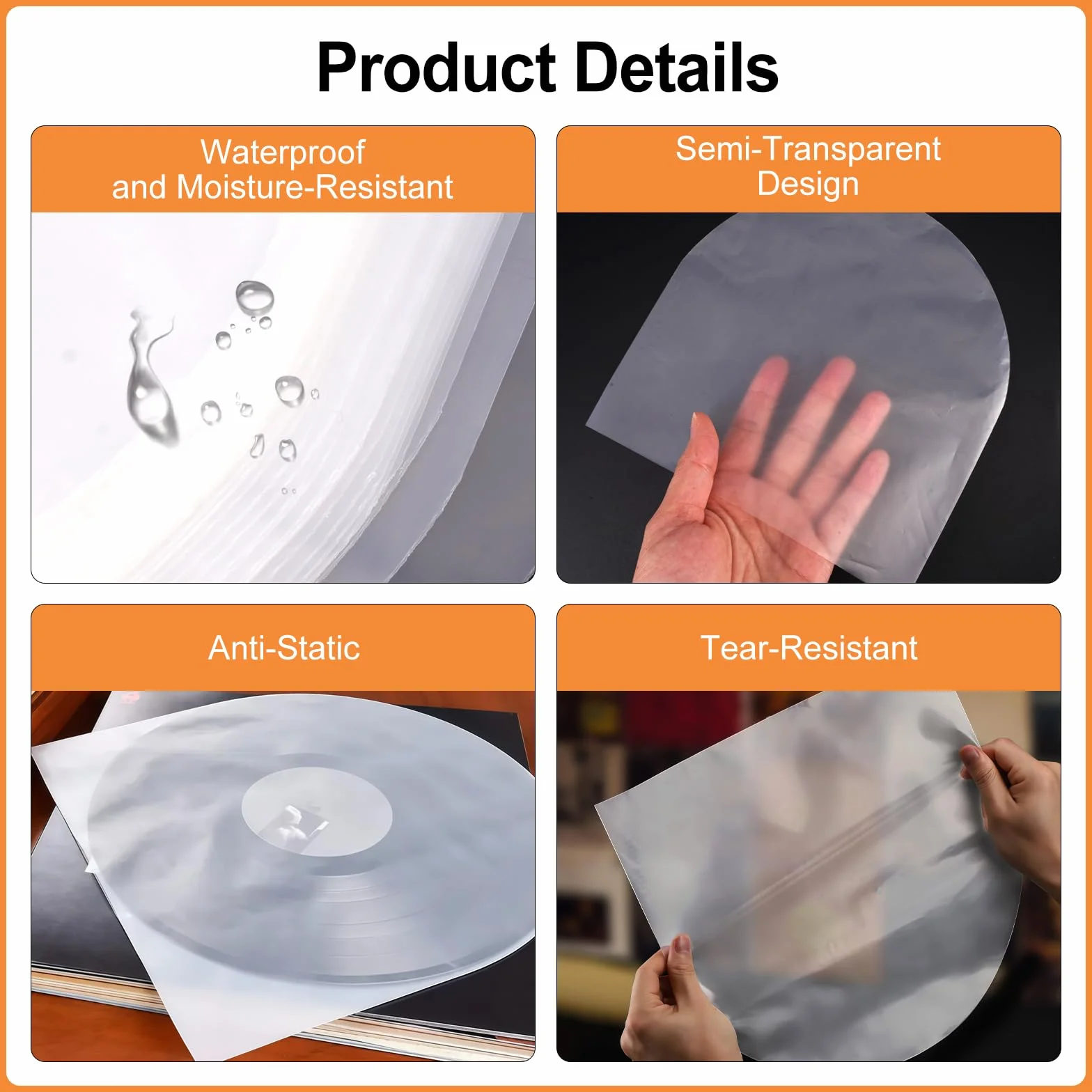 Lot de 50 Pochettes Vinyle 7 Pouces 45 Tours Transparentes Antistatiques Protection LP 18x18 cm