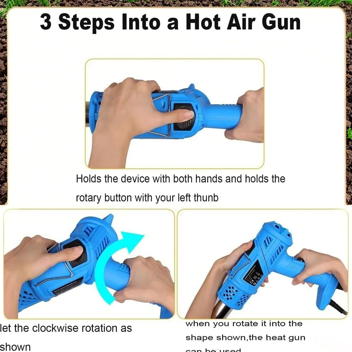 Désherbeur électrique 3 en 1,Pistolet à air Chaud, désherbant électrique,bâton de désherbage Thermique avec 5 Buses,désherbeur Thermique 650°C et Allume-feu for Barbecue(Orange)