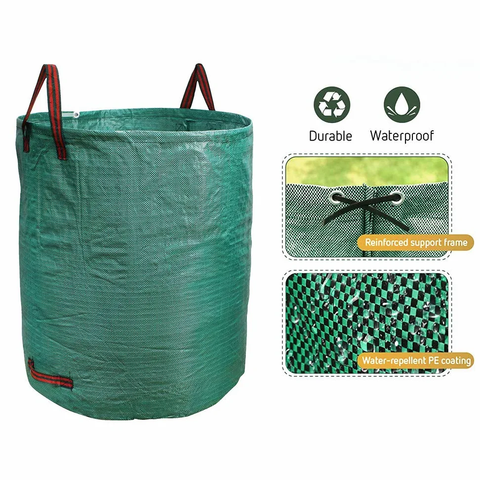 Sacs de Jardin 500L,Sac de Déchets de Jardin en Polypropylène(PP),Pliables et Réutilisables,étanche Grande Sacs avec Poignées,Grand Sac Jardinage Dechets (5Pack)