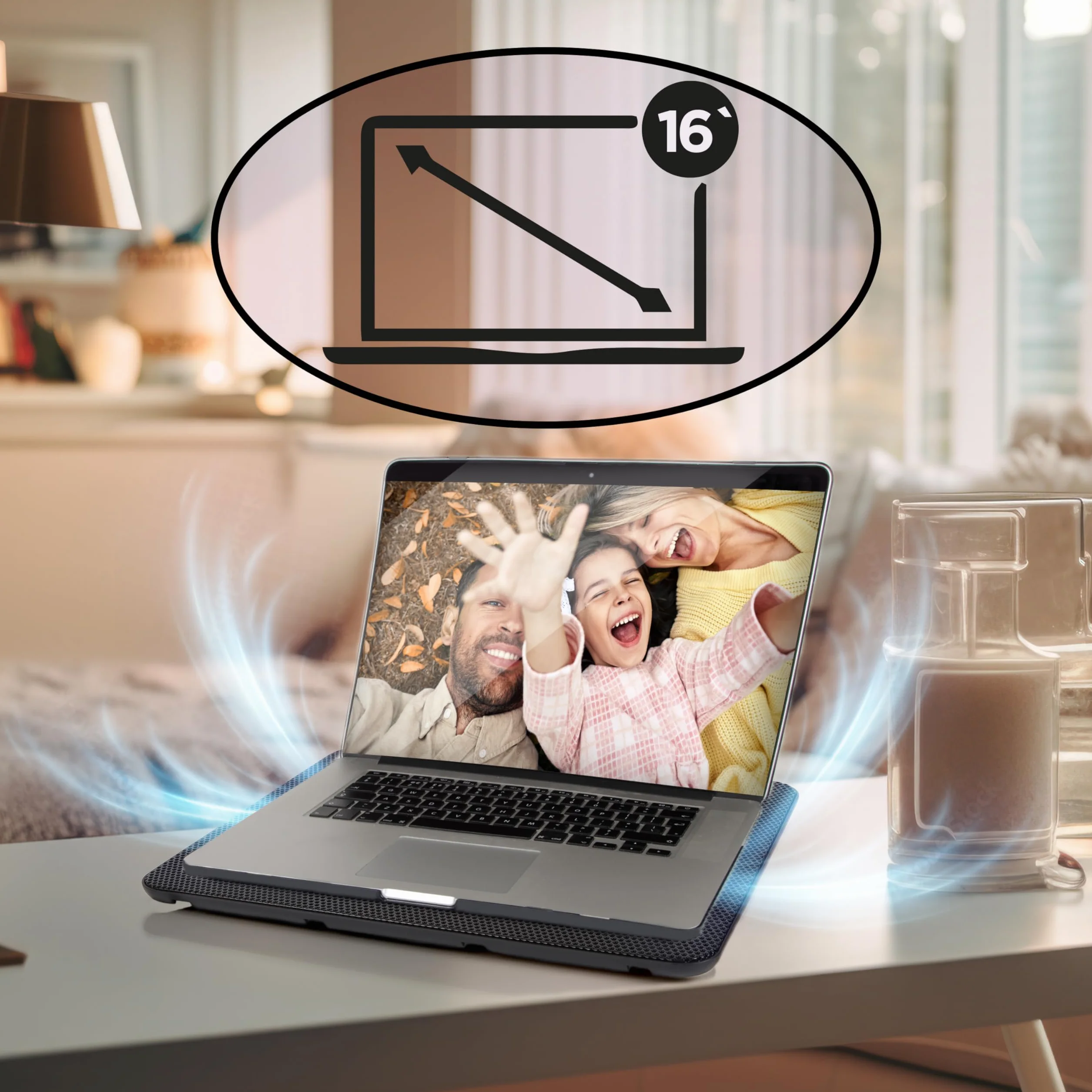 Duronic LC2 Refroidisseur Ordinateur Portable 2 Ventilateurs Tapis Laptop USB Hauteur Ajustable