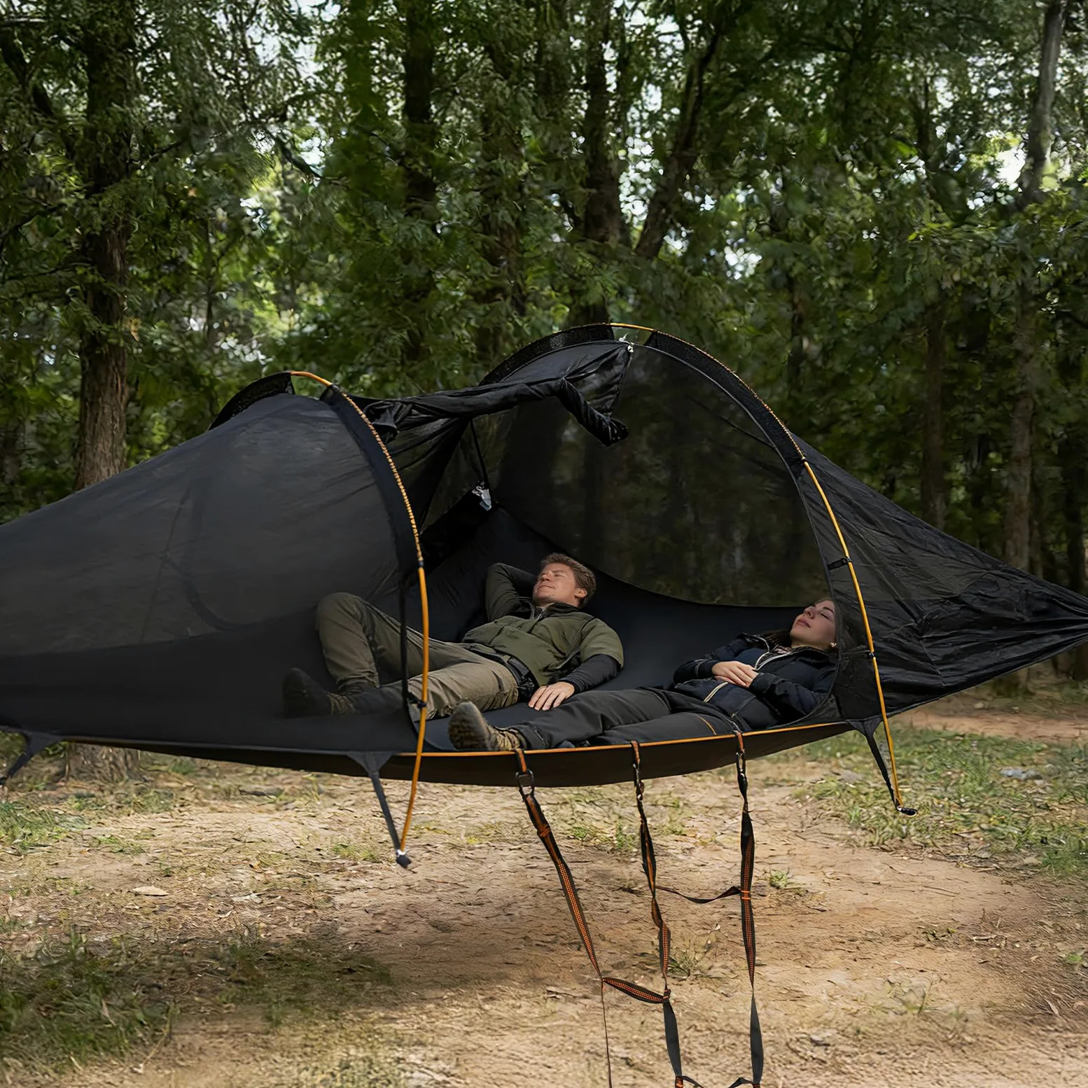 Night Cat Hamac Moustiquaire 2 Personnes: Imperméable Hamac Triangulaire d'extérieur pour Camping Jardin Voyage Randonnée