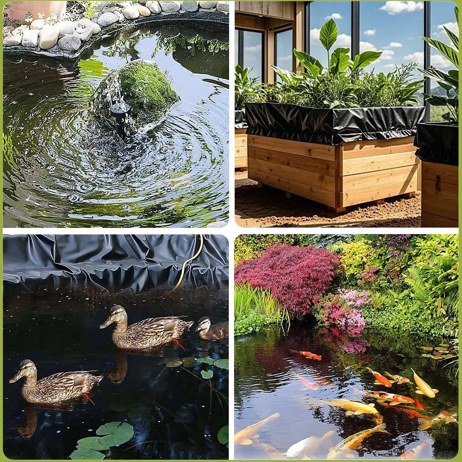 Bâche de bassin en caoutchouc flexible et durable pour culture de jardin, lac artificiel, isolation de jardinage, 4 x 12 m