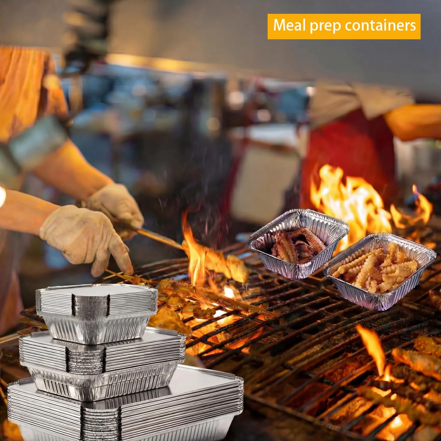 Barquette Aluminium avec Couvercle 36 Pièces 1900ml/650ml/410ml Plat Jetable Barbecue