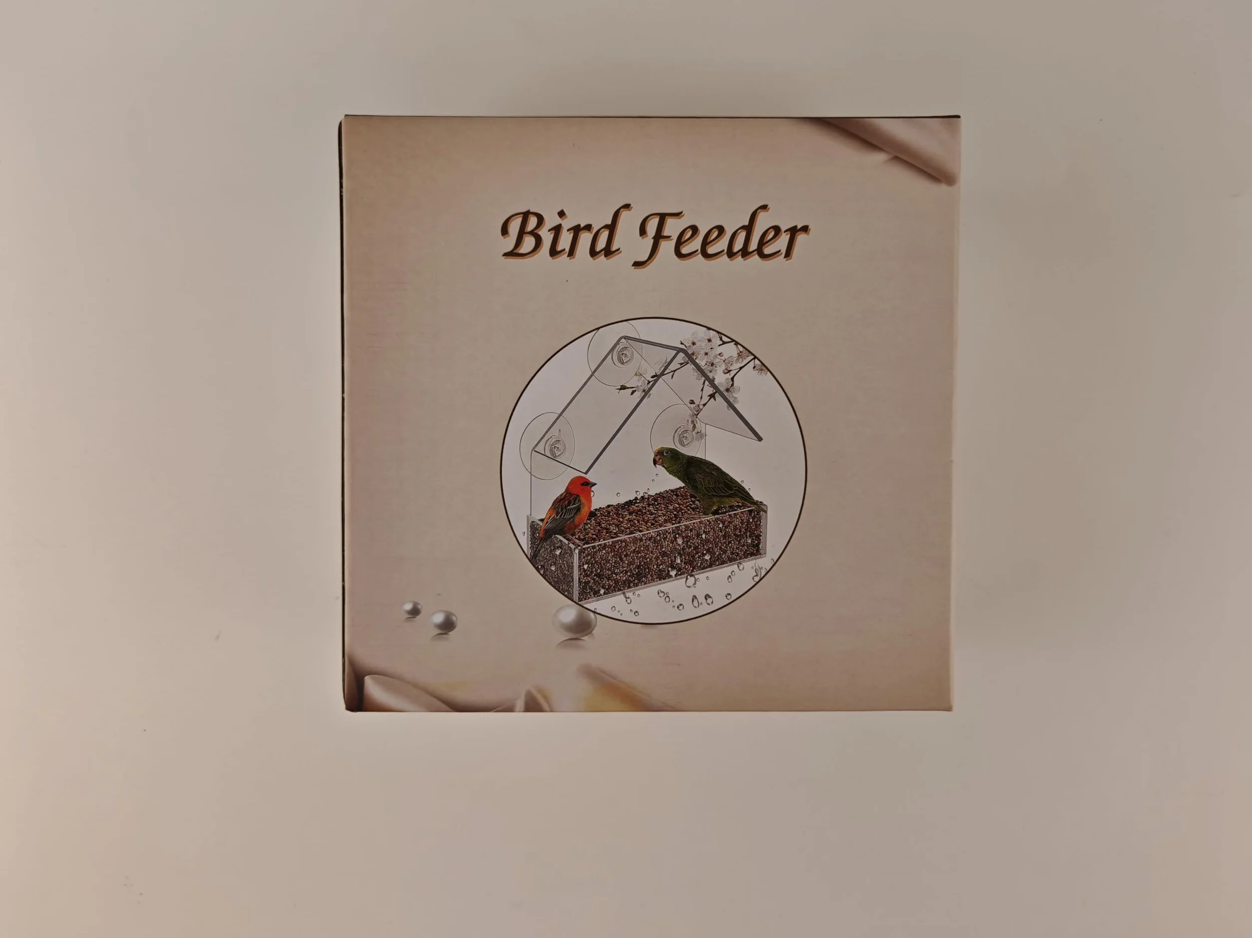 Mangeoire à Oiseaux pour extérieur, fenêtre avec ventouses puissantes, Transparent 15 x 15 x 6cm