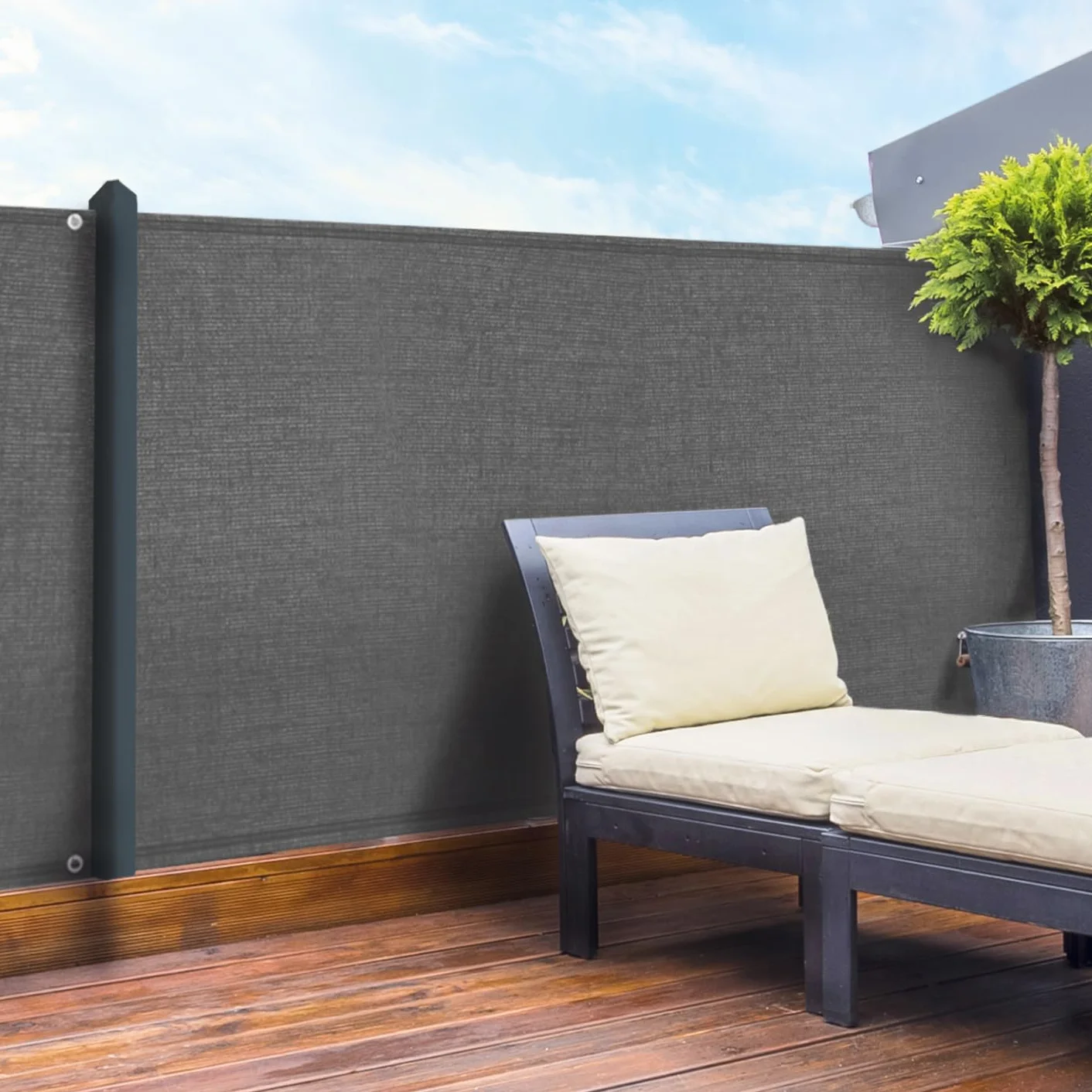 Brise Vue renforcé 1,5 x 10 M Gris 90 GR/m²