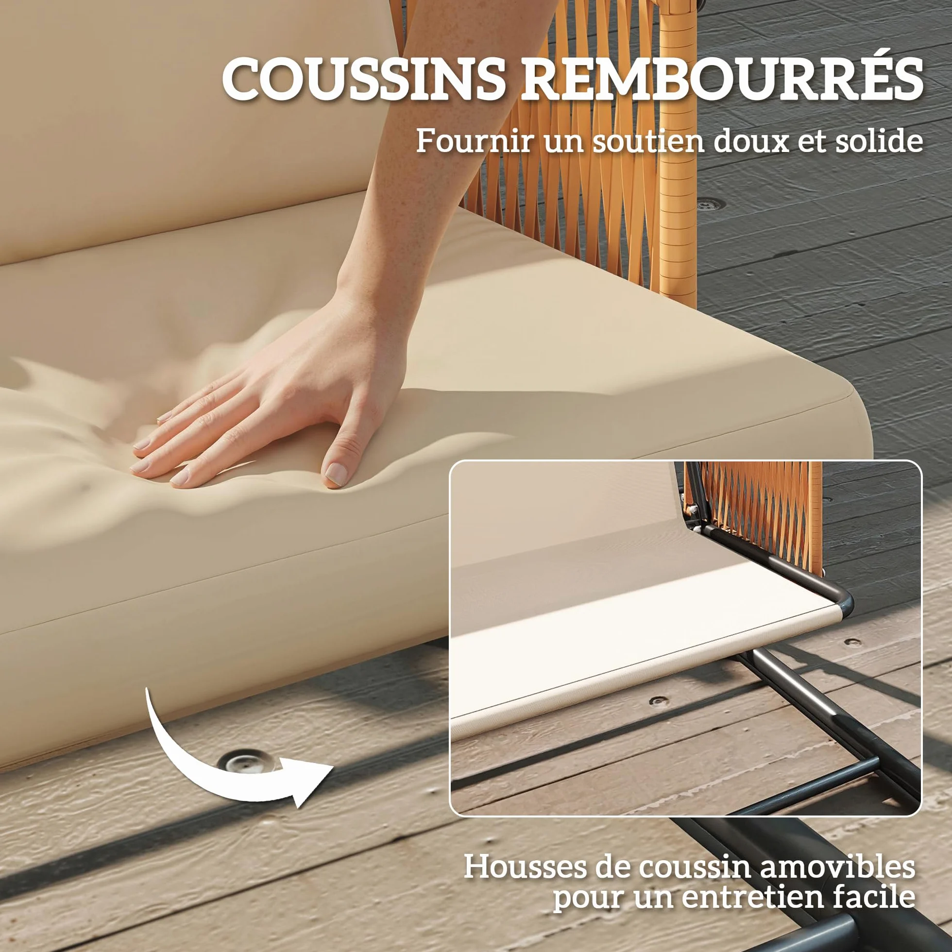 Outsunny Balancelle de Jardin 3 Places Toit Réglable UPF 30+ Acier 360kg Coussin 7cm Banc Suspendu Extérieur Terrasse Sable