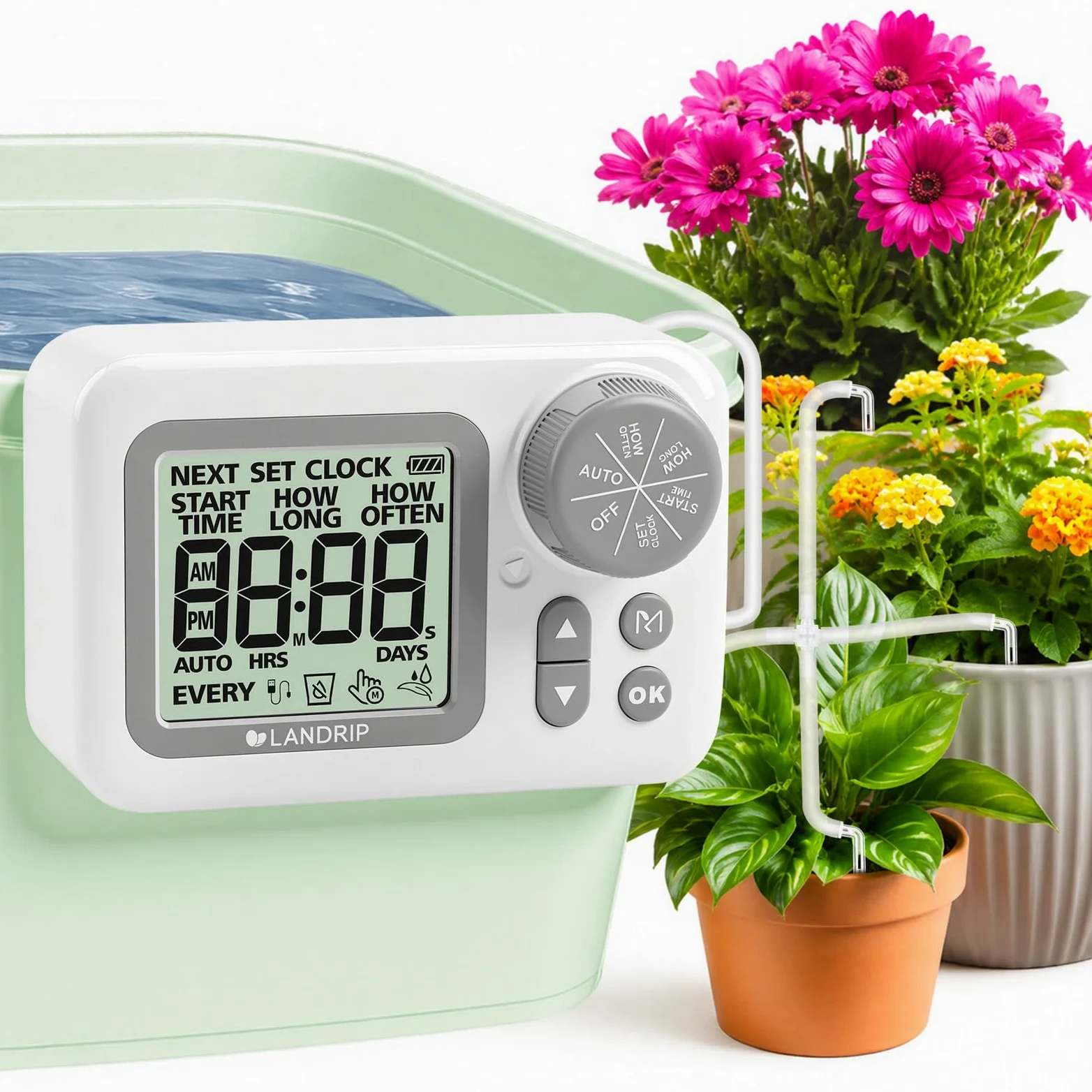 Landrip Brumisateur Exterieur 8M avec 10 Buses + Joint en T+2 Adaptateur 3/4" +1Filtre pour Brumisateur Terrasse Jardin Serre Parasols