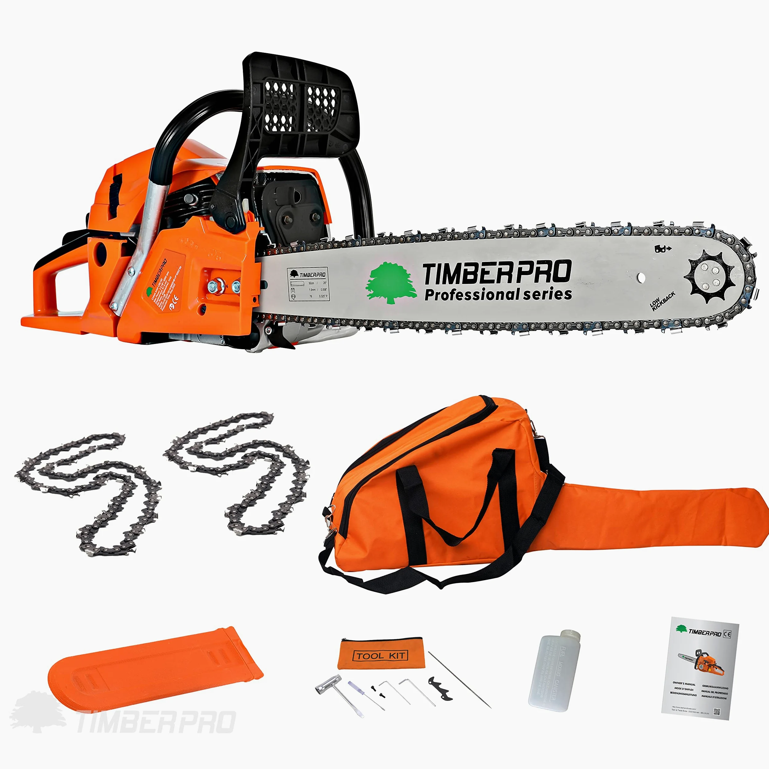Tronçonneuse Thermique 62 cm3 guide 50 cm avec 2 chaines + housse de transport
