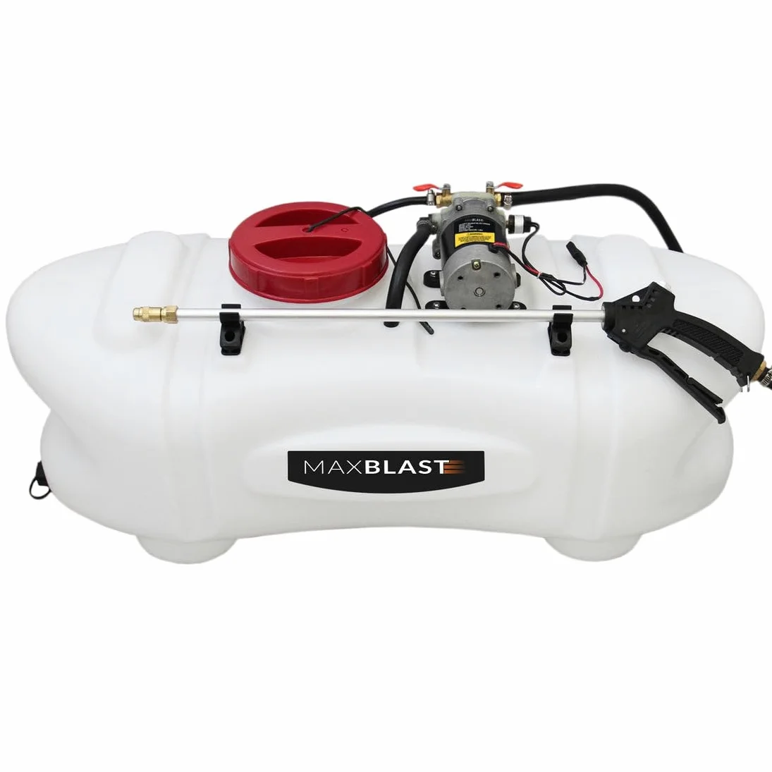 MaxBlast Pulvérisateur Quad: Pompe 12 Bar, 6 Buses, Réservoir 100L PE, Lance Manuelle, Kit Fixation, Courroie 5 m, 12 V, Agricole et Jardinage