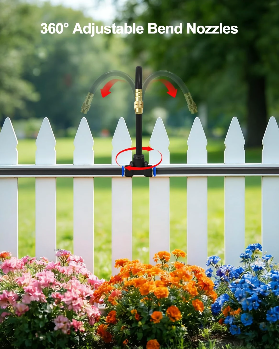Système d'irrigation goutte à goutte, 60 m, 0,8 cm, kit d'arrosage de jardin amélioré en 2026 avec 32 buses en cuivre réglables à 360°, système d'arrosage automatique pour plates-bandes surélevées