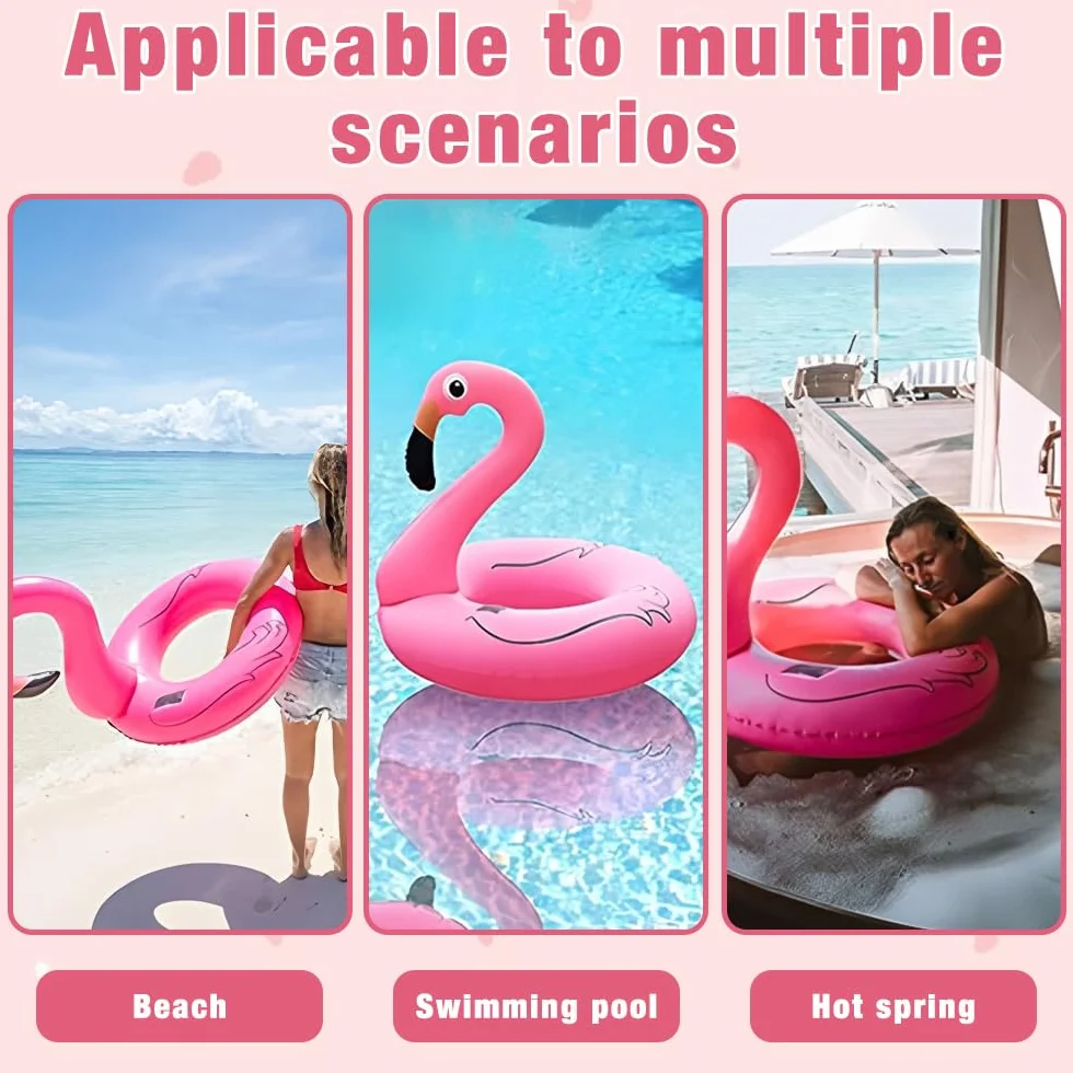 Flamant rose flottant Éclairage solaire de piscine IP68 Gonflable Lumière solaire