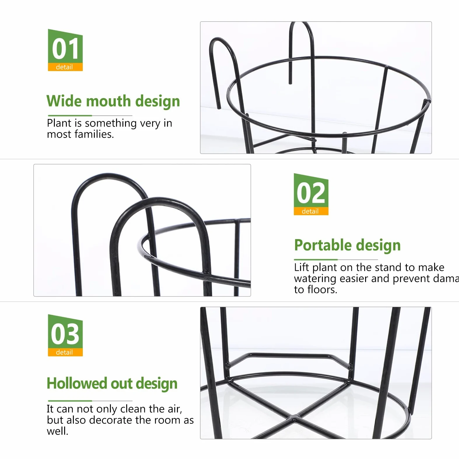BESPORTBLE Lot de 2 Supports de Pot de Fleurs - Vase à Plantes - Crochets Suspendus pour Plantes - Panier à Fleurs en métal - pour clôture - Support Mural