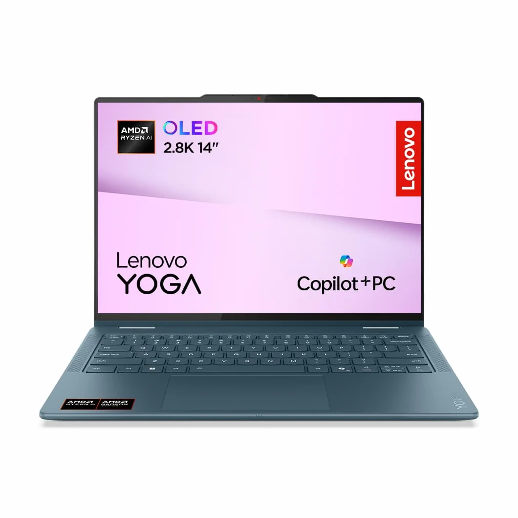 Lenovo Yoga 7 2-in-1 14AKP10 Ordinateur Portable 14" OLED AMD Ryzen AI 5 340 RAM 16Go SSD 512Go AMD Radeon 840M Windows 11 Home Clavier AZERTY Tidal Teal