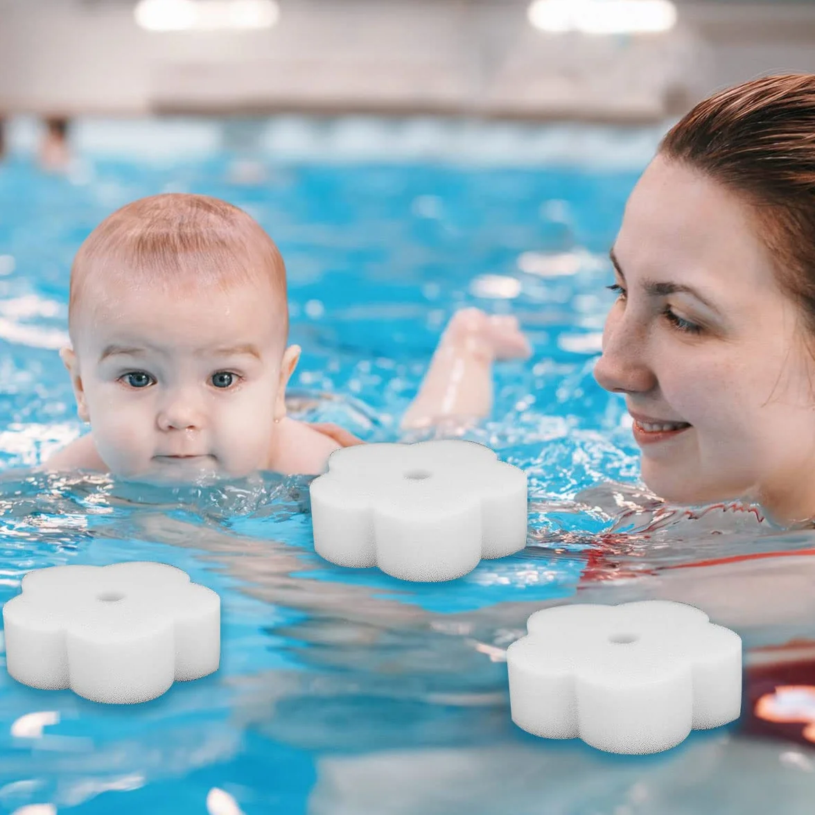 Éponge Absorbant l'Huile pour Piscine 12 Pièces en Forme de Fleur