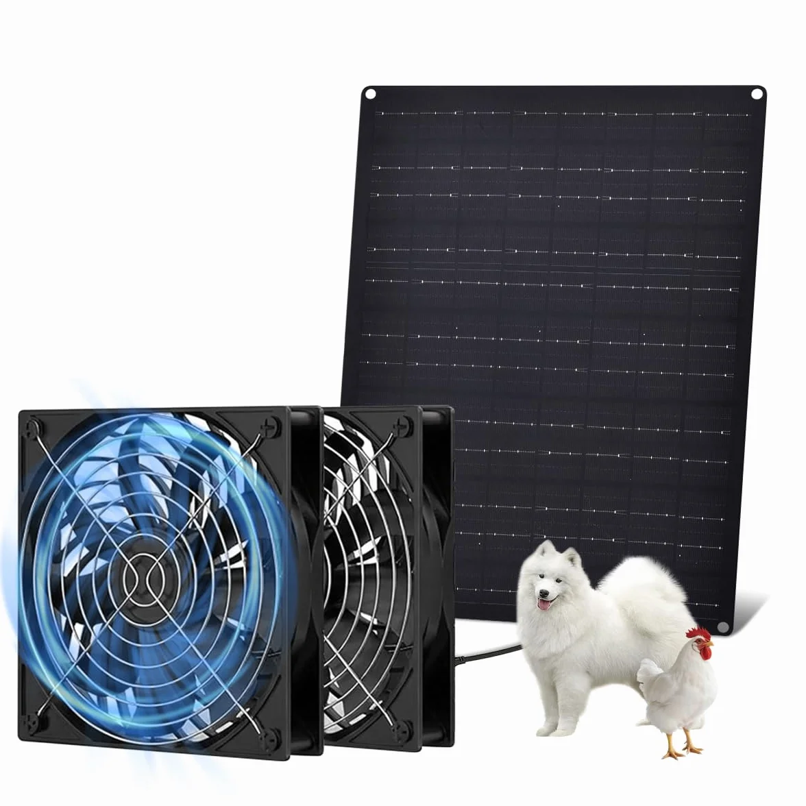 Ventilateur solaire 15 W étanche pour serre, air admission échappement, niche animaux