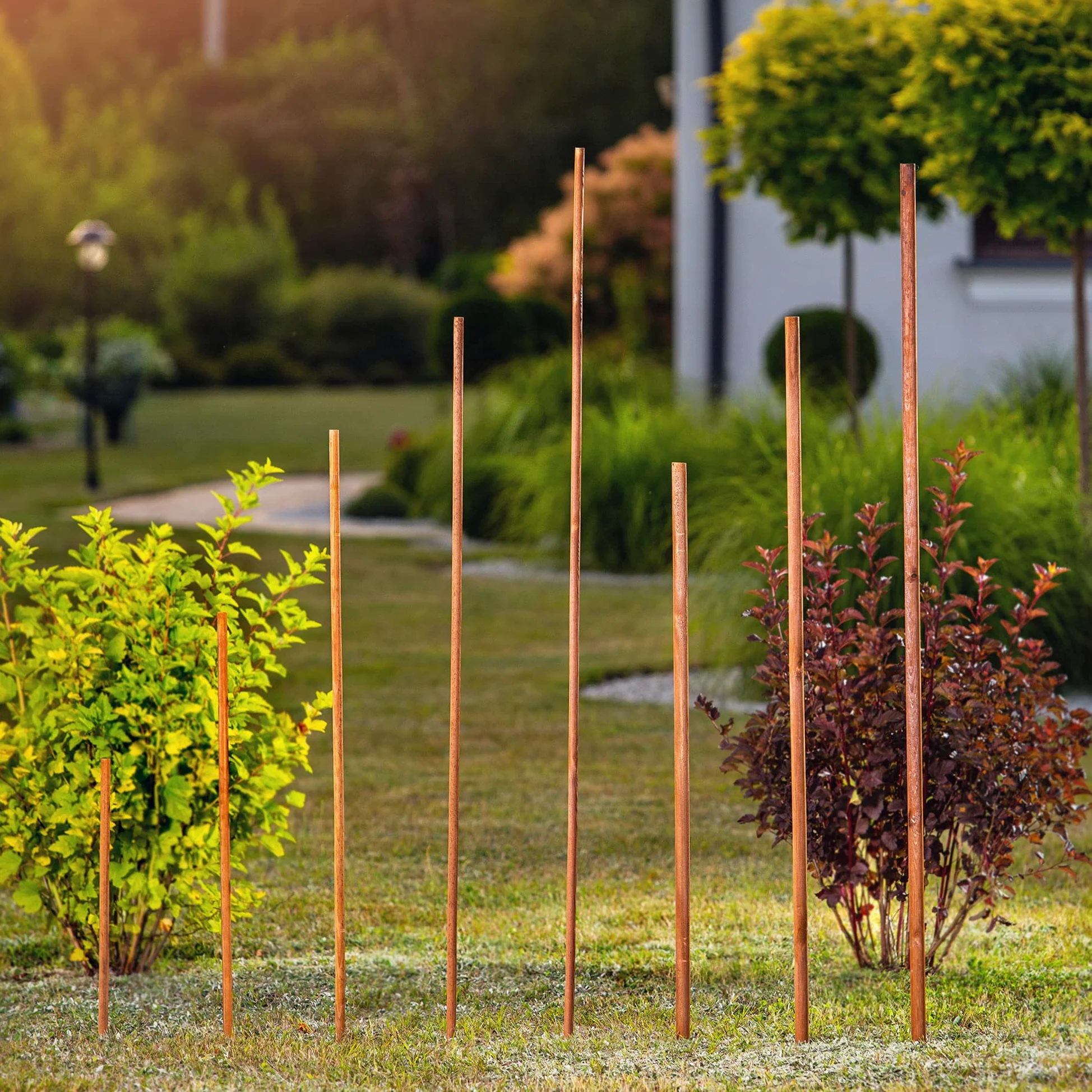 KADAX Bâtons en bois 150 cm x 23 mm, lot de 10, tuteurs en bois imprégné, piquets en bois comme aide à l'ascension pour plantes, arbres, tomates et arbustes, tuteur pour tomates