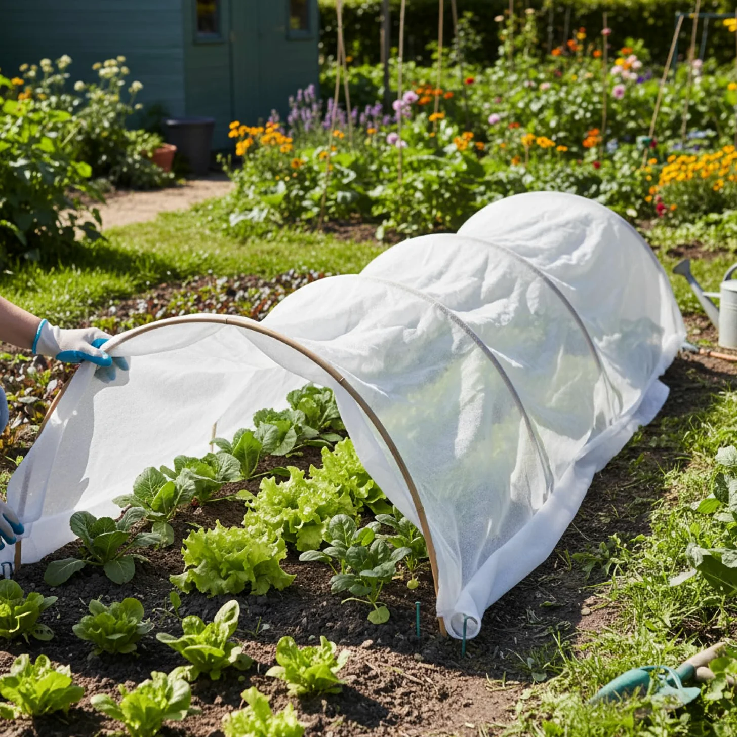 com-four® Voile d'hivernage 67,5 m² pour Plantes, 9X Protection antigel | couverture de jardin pour potager et carré surélevé - textile découpable pour fleurs et DIY