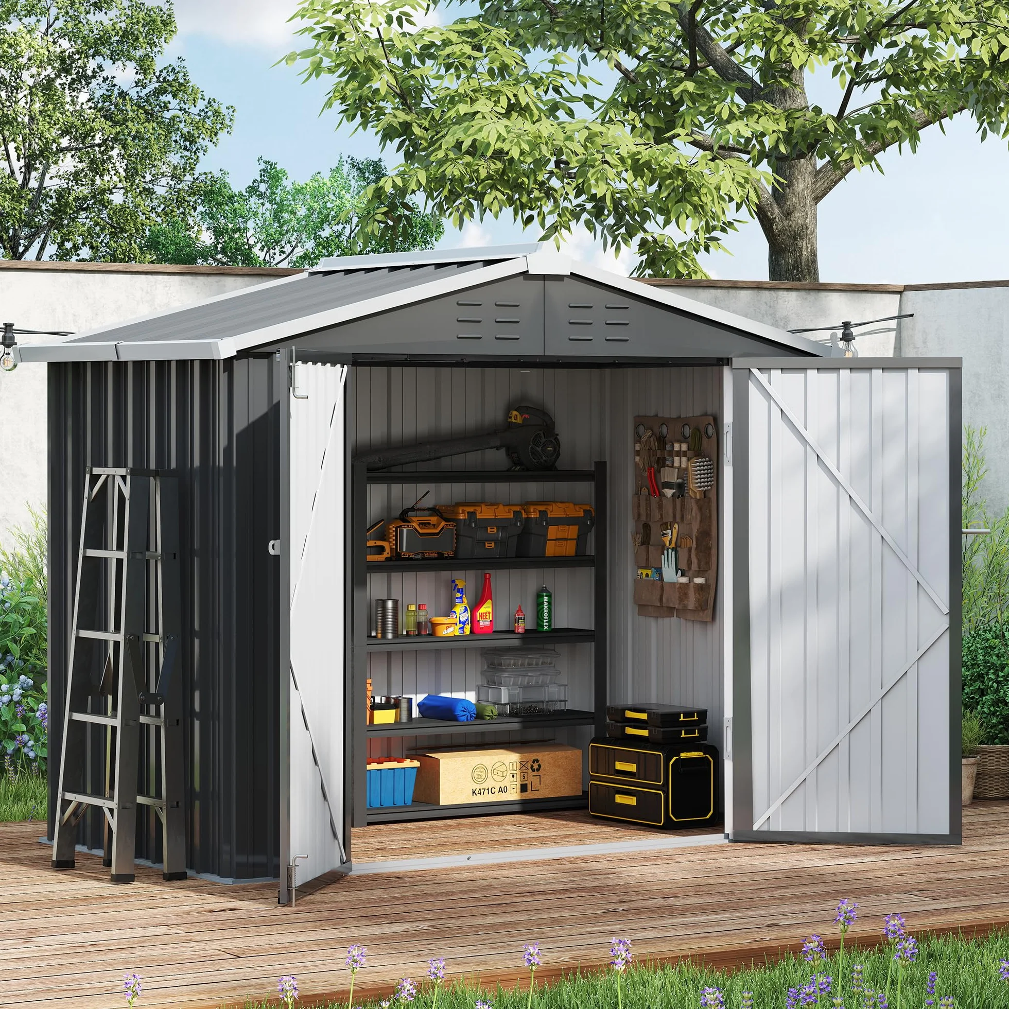Amopatio Abri de Jardin Metal 196 x 119 x 185cm Cabane de Jardin Exterieur Acier galvanisé Noir