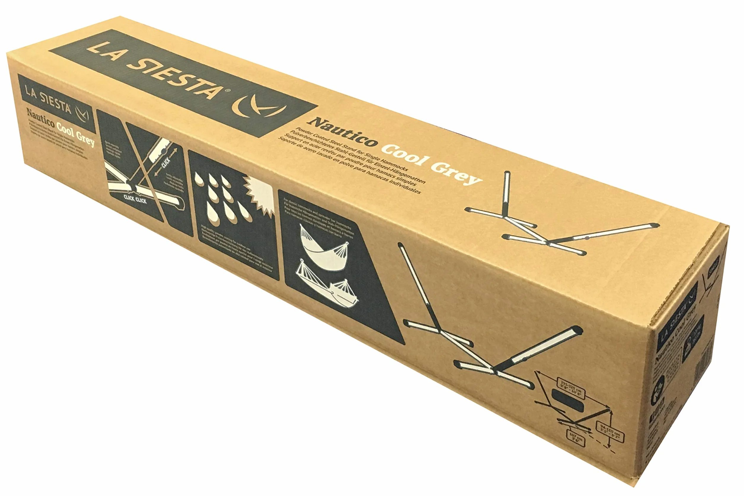 LA Siesta Nautico Cool Grey Powder Coated Steel Stand Double Hammocks