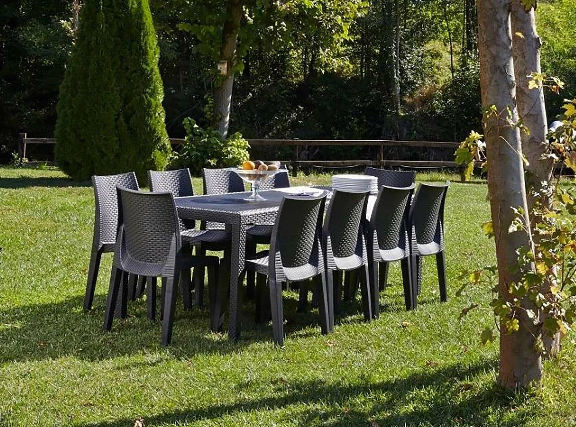 Dmora Table d'extérieur rectangulaire extensible 150-220 cm anthracite Made in Italy