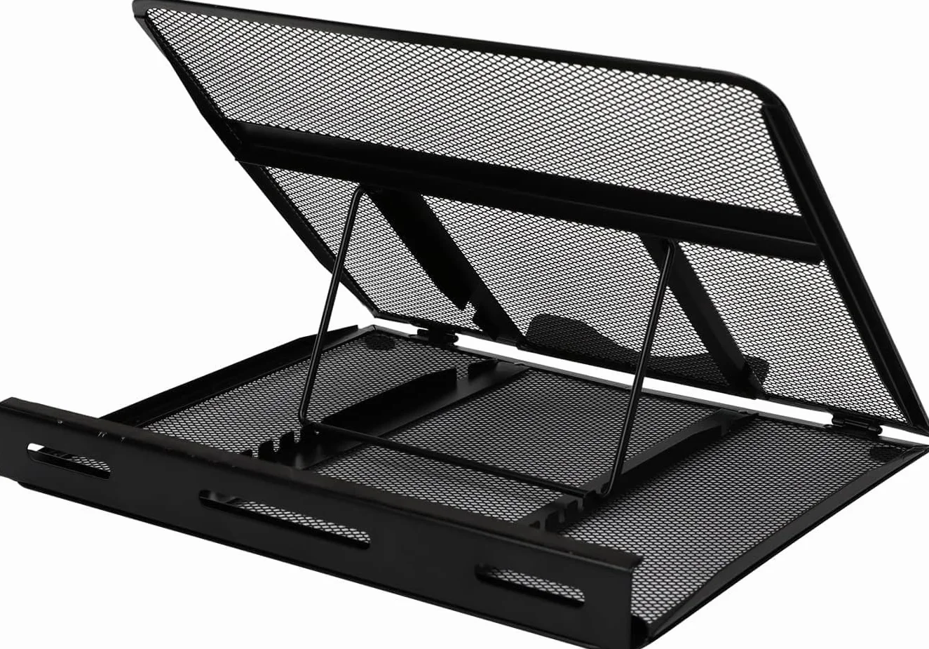 Amazon Basics Support Ergonomique Ventilé Réglable 7 Niveaux Maille Acier Ordinateurs 25,4-43,9cm Noir