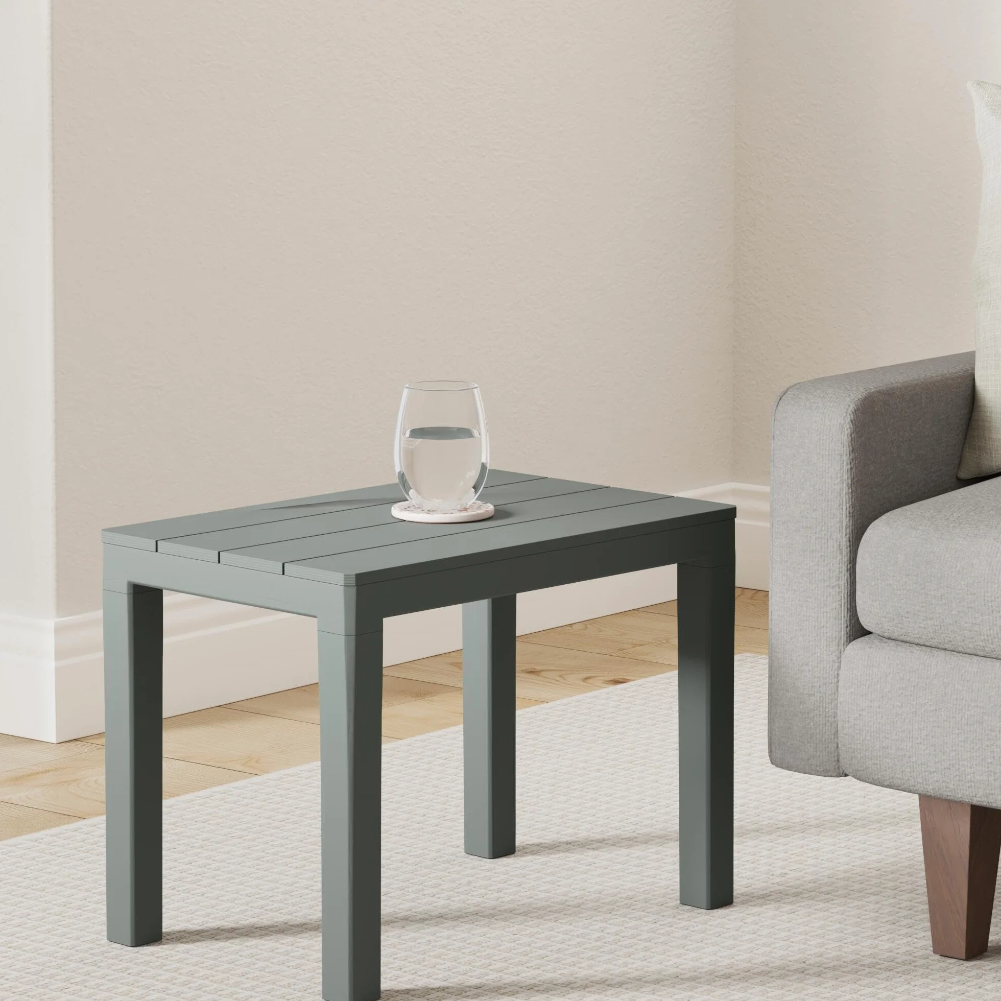 Table d'appoint de jardin en plastique anthracite 60 x 39 x 45 cm