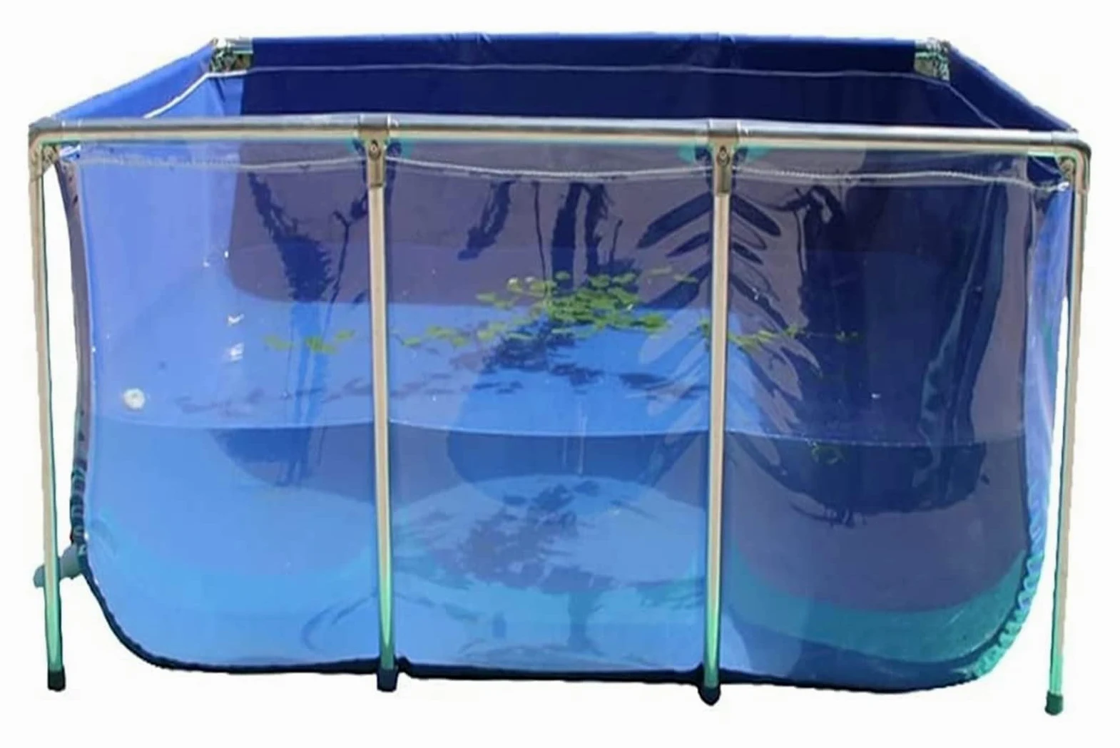 Bassin à poissons en toile PVC avec cadre robuste et panneau de visualisation transparent pour l'élevage de carpes koï, l'aquaculture, l'irrigation agricole, facile à installer (120 x 80 x 71 cm)