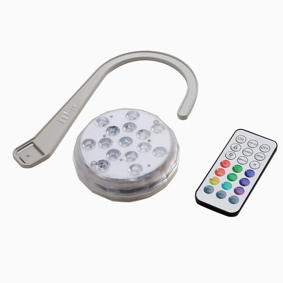 Lumière LED RGB submersible avec télécommande | Lumière sous-marine avec 16 couleurs et 4 modes, étanche pour piscine, aquarium, baignoire et décorations lumineuses (lumière LED RGB avec