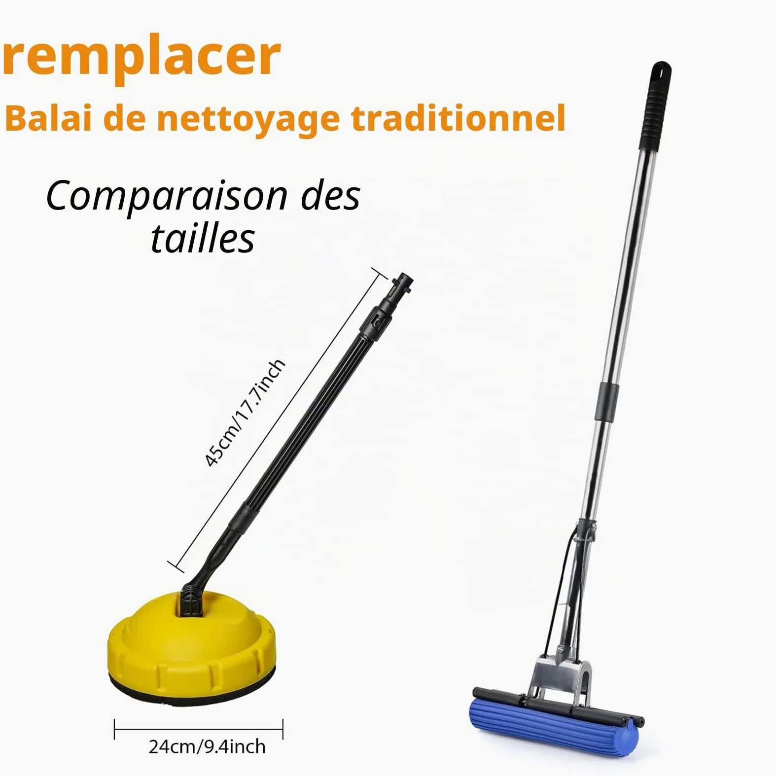 Nettoyeur haute pression pour terrasse K1-K7, accessoire de nettoyage de terrasse, brosse rotative flexible (jaune)