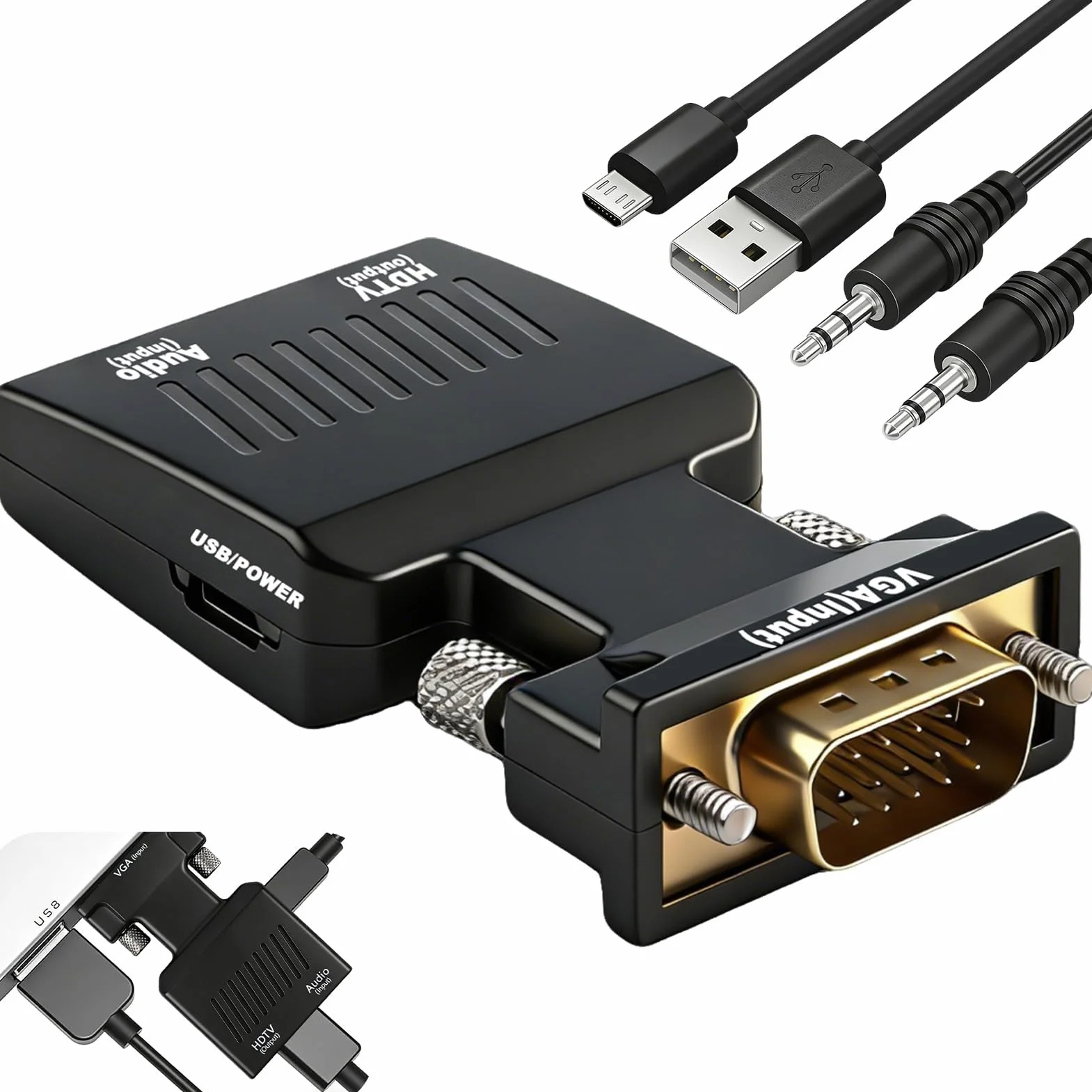 Adaptateur VGA vers HDMI Audio HD 1080p Convertisseur Actif Vidéo VGA Mâle vers HDMI Femelle Câble