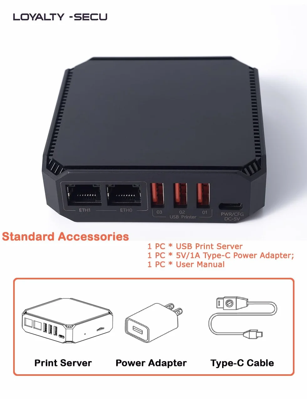 Serveur d'impression USB 3 Ports WiFi Blue-TH LOYALTY-SECU