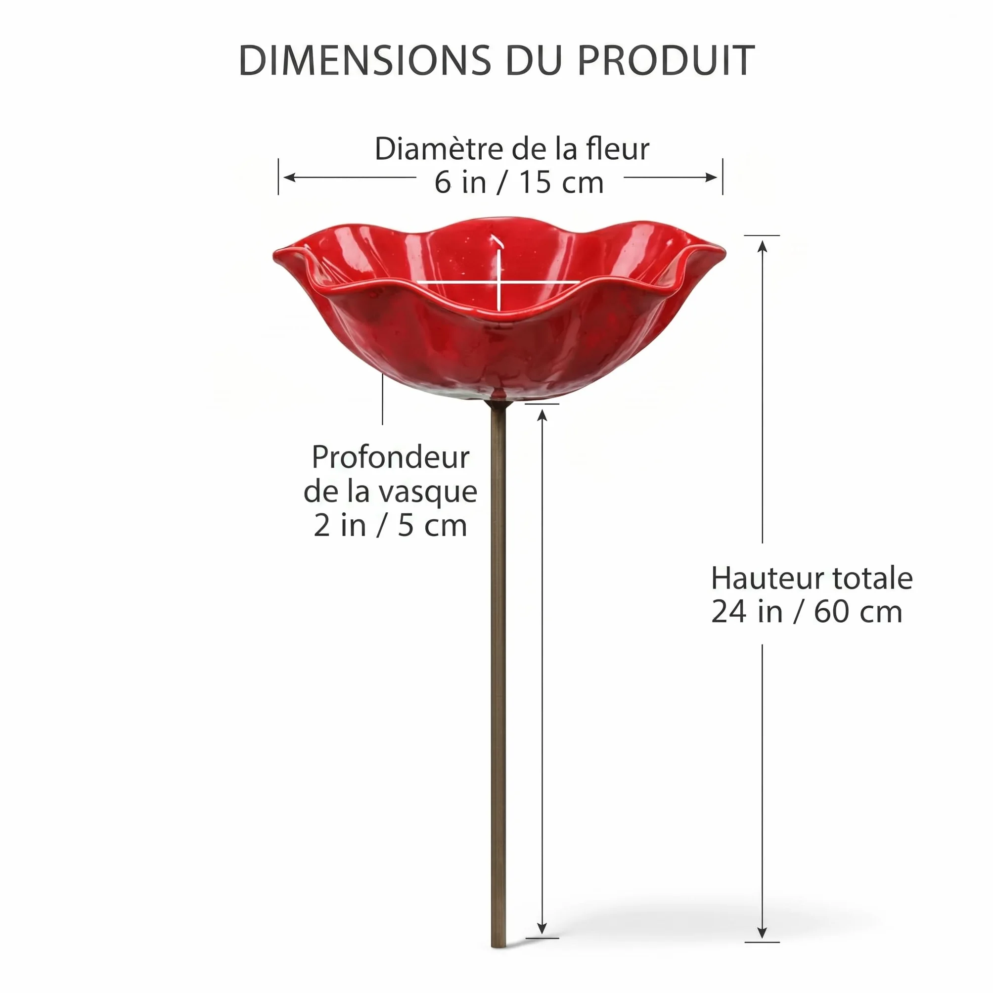 Bain d'oiseaux Extérieur sur Pied en Métal Forme de Fleur, Mangeoire & Abreuvoir pour Jardin Balcon