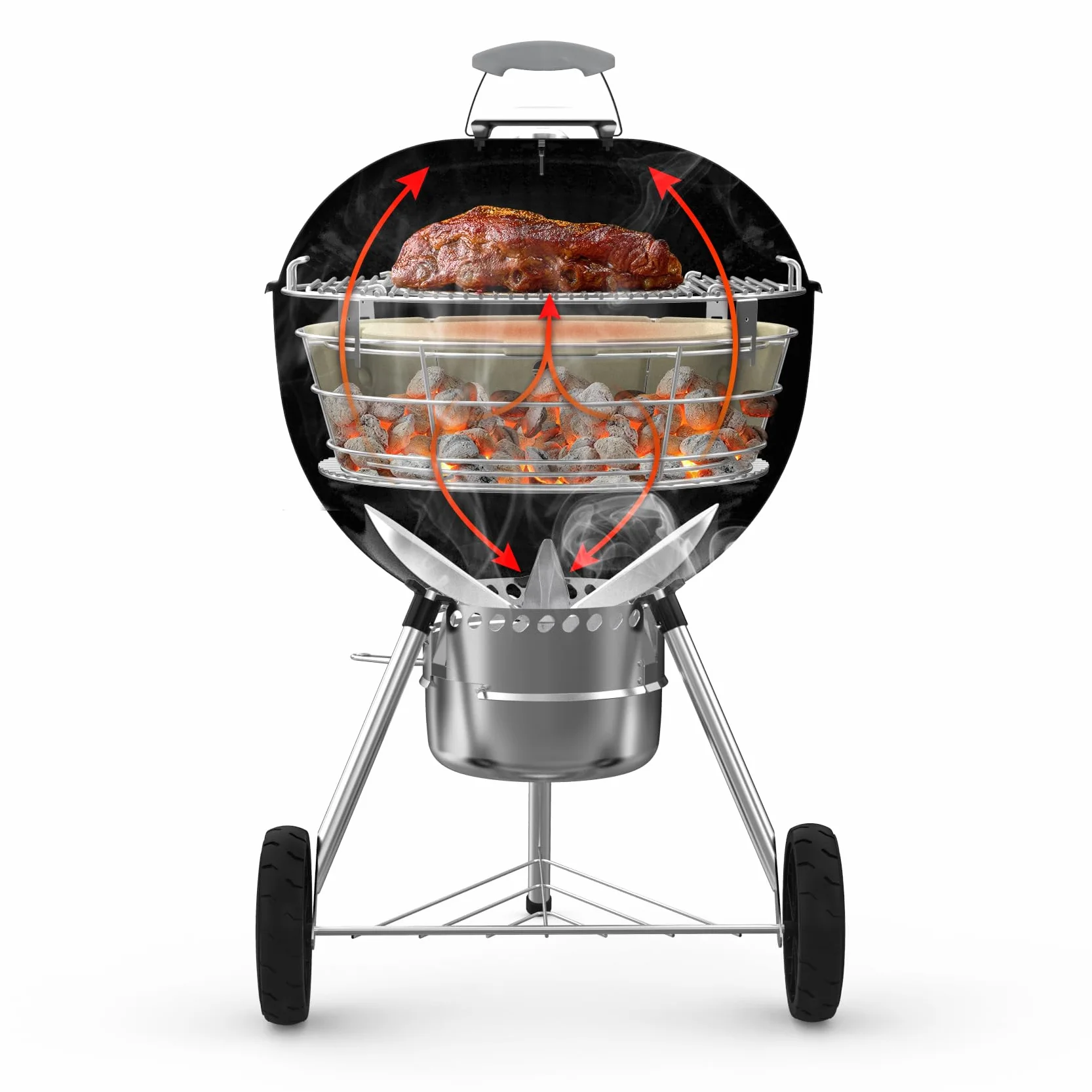 onlyfire Panier à Charbon en Céramique avec Plaque Déflecteur pour Barbecue Weber Kettle 57 cm