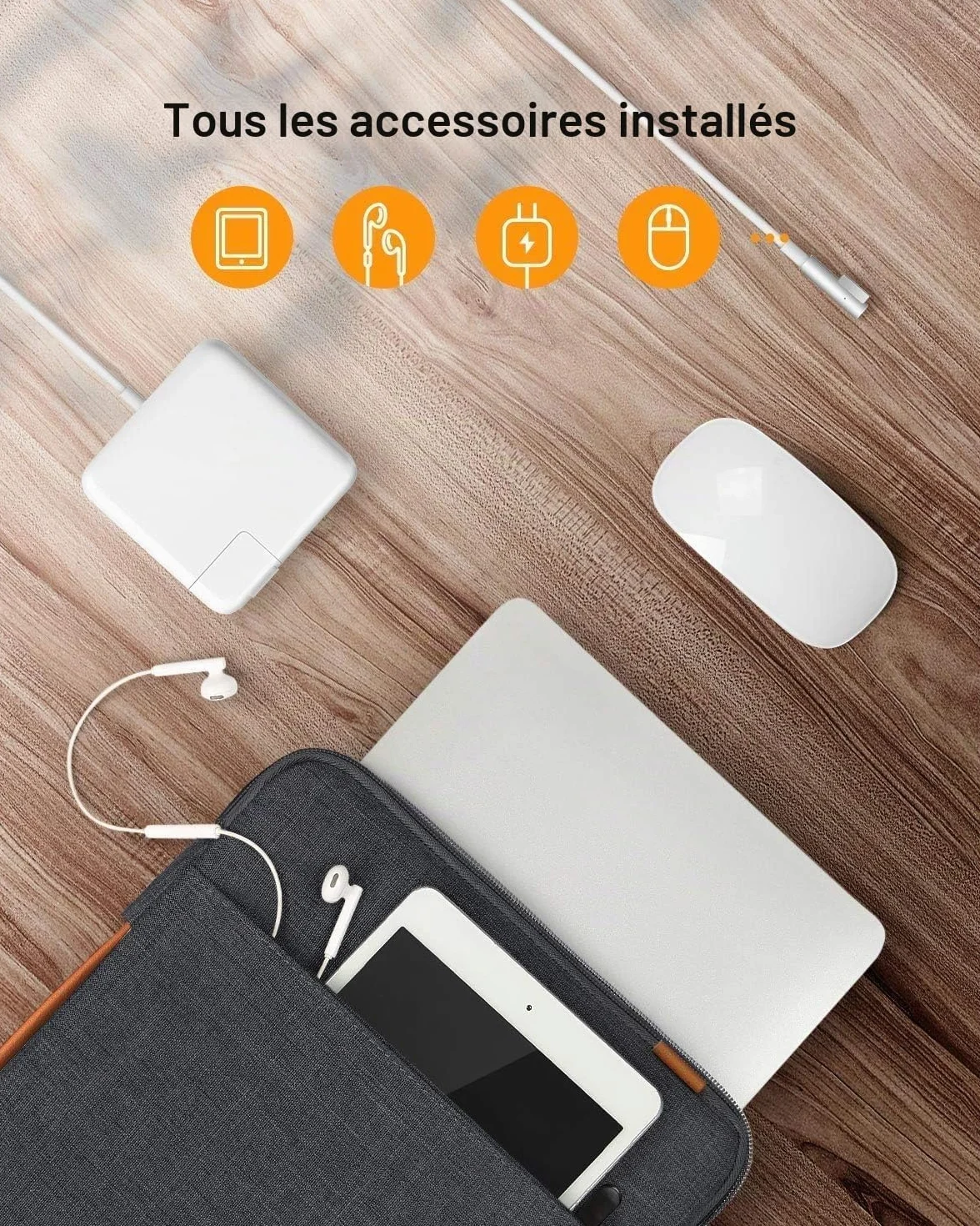 Inateck Housse 13 Pouces Ordinateur Portable pour MacBook Air M5/M4/M3/M2/M1 2026-2018, MacBook Neo 2026, MacBook Pro M2/M1 2022-2016, Surface Pro 11/10/9/X/8/7/6/5, Noir Gris