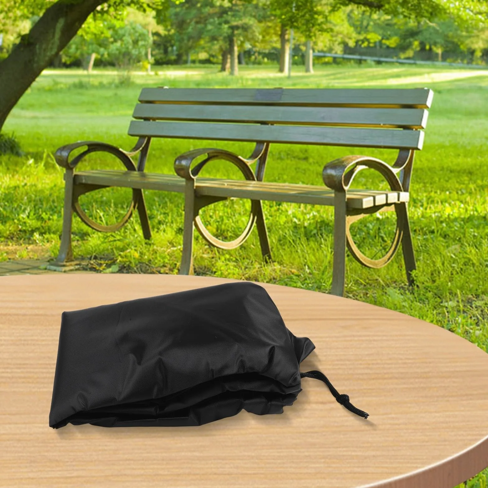 Housse de banc de jardin imperméable Oxford 420D anti-UV noir 134x66x89 cm