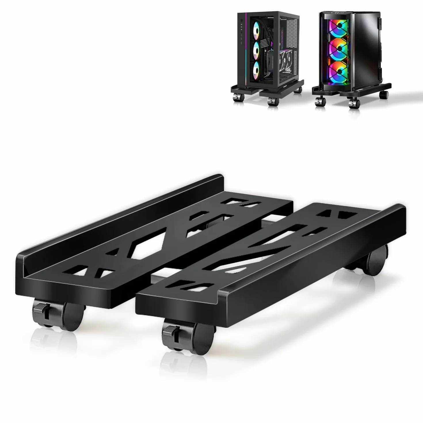Support CPU réglable universel pour PC ordinateur de bureau avec roues pivotantes et roulettes Noir