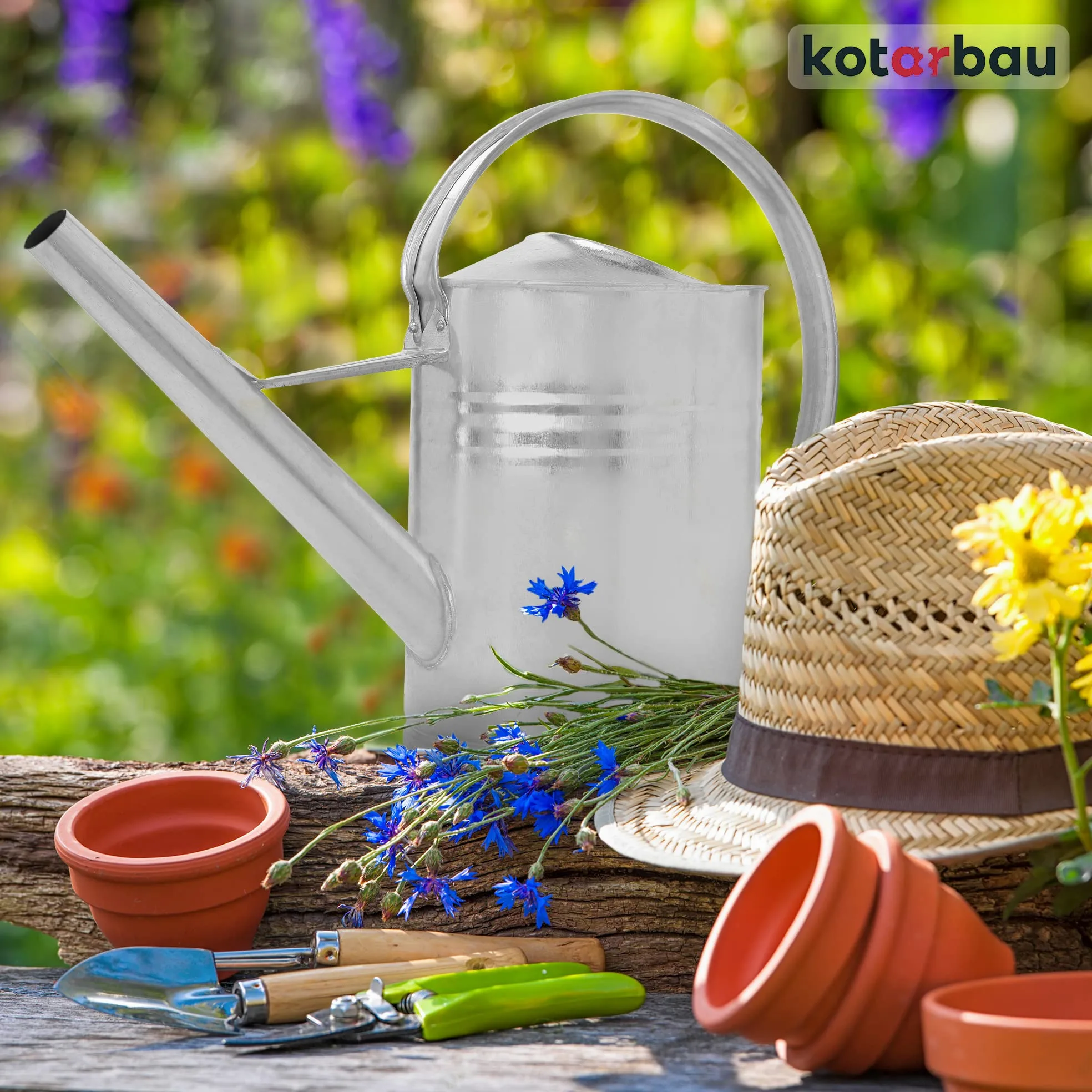 KOTARBAU® Arrosoir Plante Interieur - 10 L - Arrosoir Jardin - avec Pomme Amovible - Argenté - pour Terrasse - Balcon