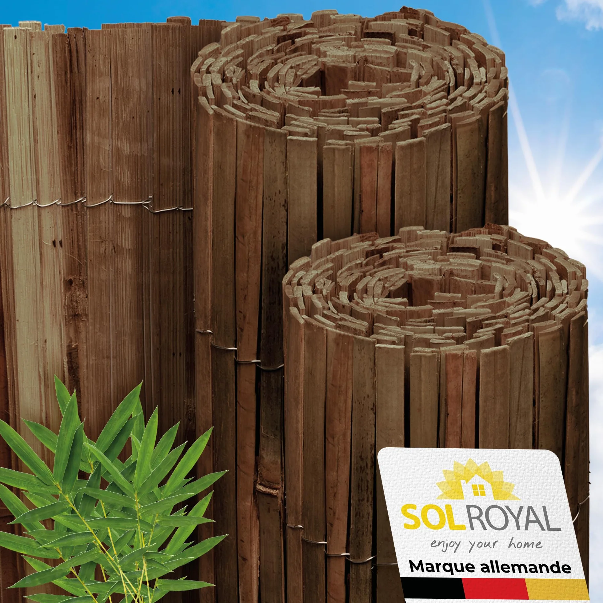 Canisse Bambou Balcon Brise Vue 120x600 cm Marron Foncé Sole Royal – Palissade Jardin Exterieur
