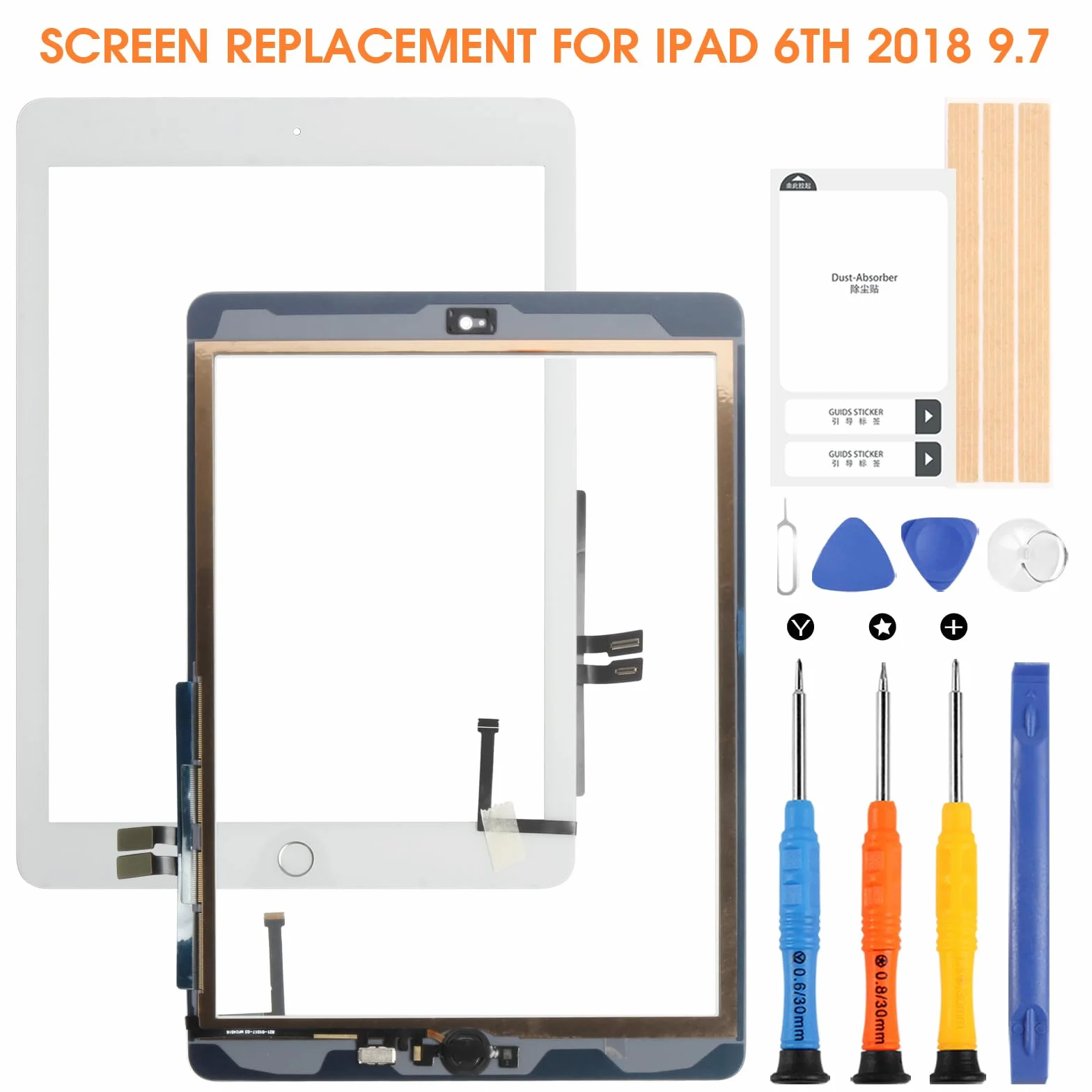 Écran Tactile iPad 6th 2018 9.7" Verre A1893 A1954 Blanc avec Home Button