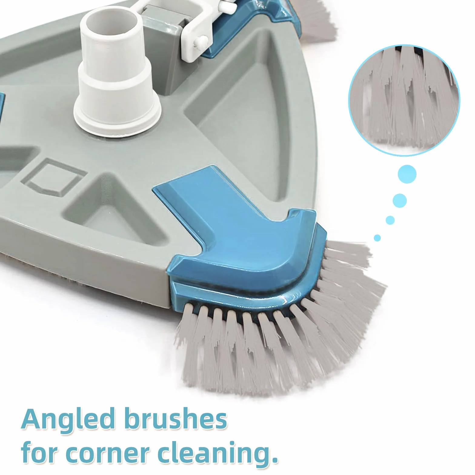 Tête d'aspirateur de Piscine Triangulaire lestée avec Brosse de Fond et latérale, poignée EZ Clip