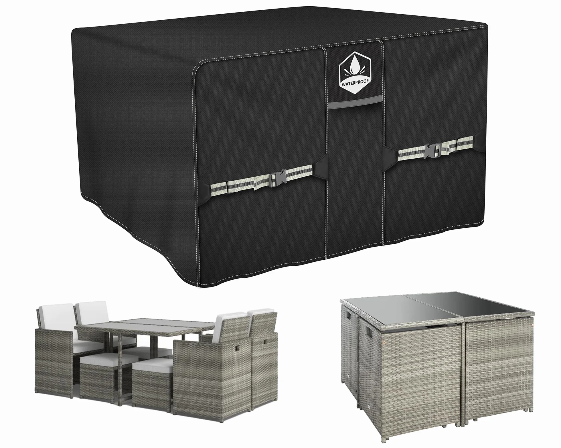 Housse imperméable pour meubles de jardin 110x110x74 cm 420D Oxford avec aération