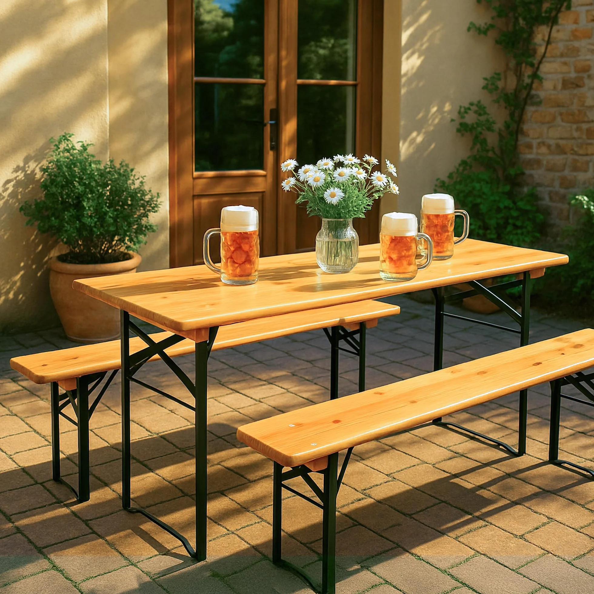 Stagecaptain BBT-117 Hirschgarten Table de Jardin 117 cm - Table de Brasserie Pliable Robuste