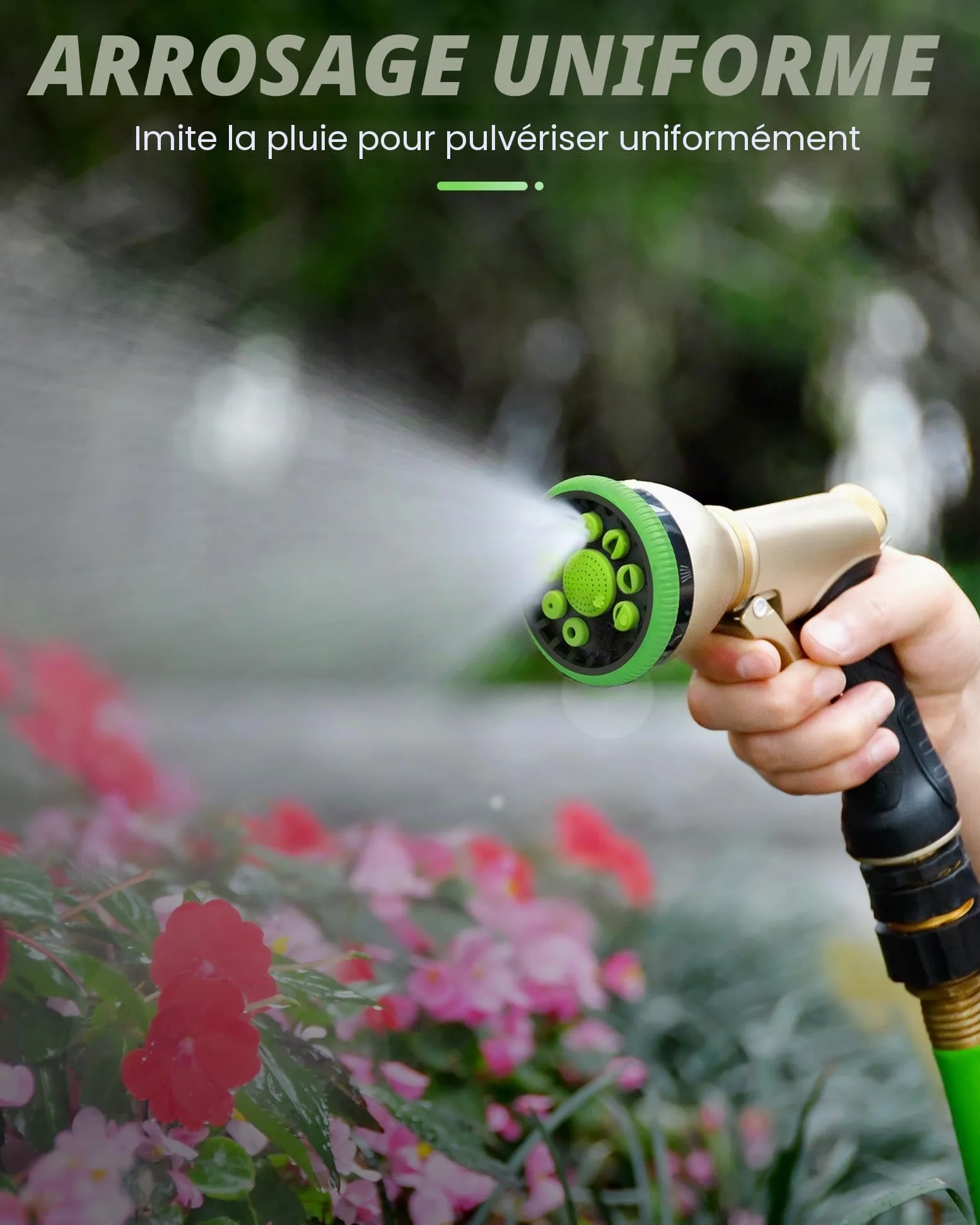 RAINPOINT Pistolet pulvérisateur de jardin - Débit d'eau réglable - Vert