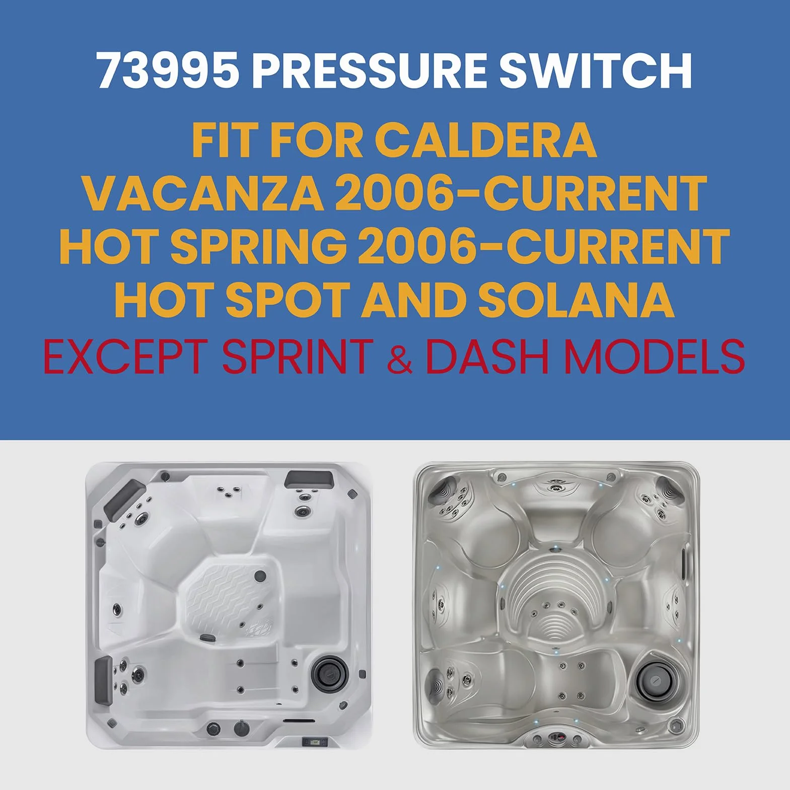 Watkins Solana Caldera Pressostat de rechange commutateur de pression pour jacuzzi spa Hot Spring Spot 2010+ Relais Rhythm Tempo 2011+ SX TX 2006-2009 RX