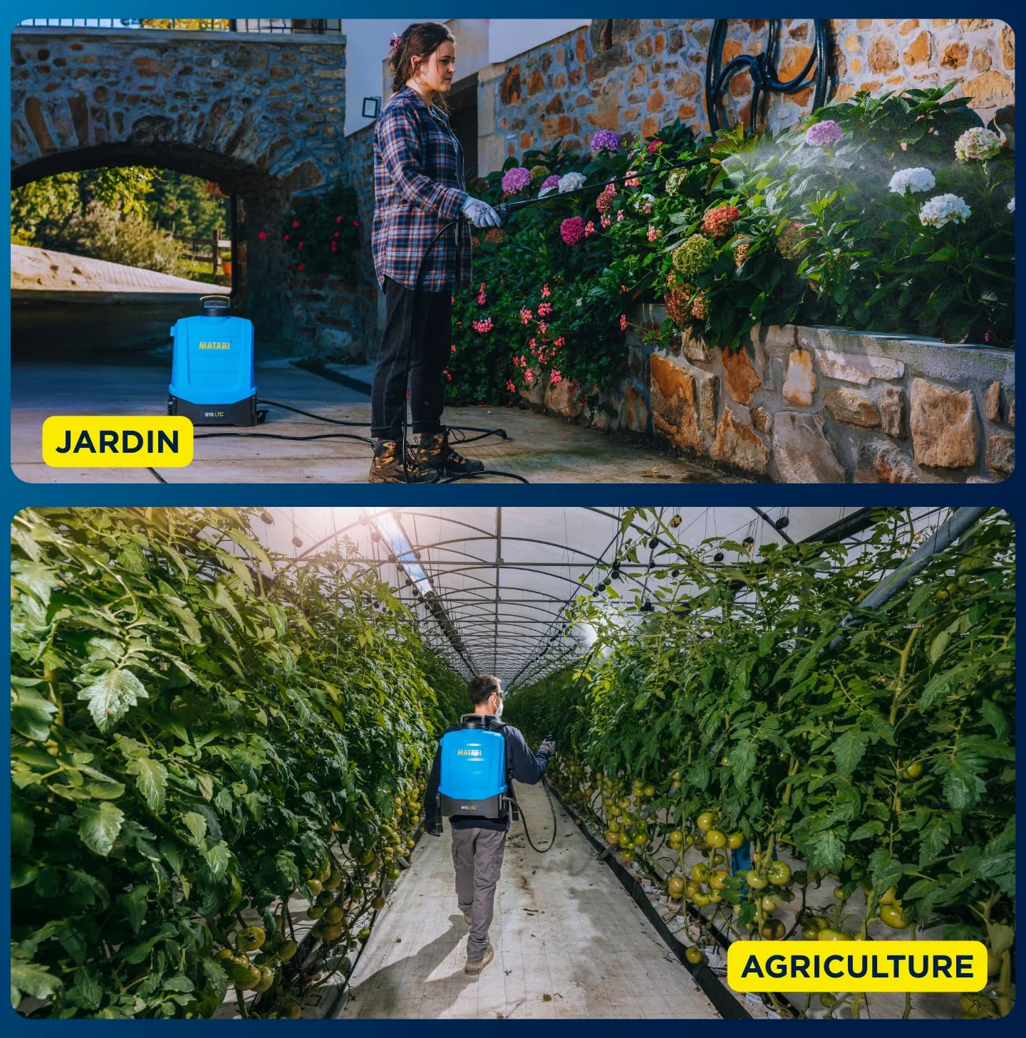 Matabi e15LTC - Pulvérisateur Électrique 15L - Batterie 20V - Kit de Busses | 2 modes de pulvérisation homogène, 4 buses, batterie pour 25 réservoirs, applications agricoles, potagers et jardins pro