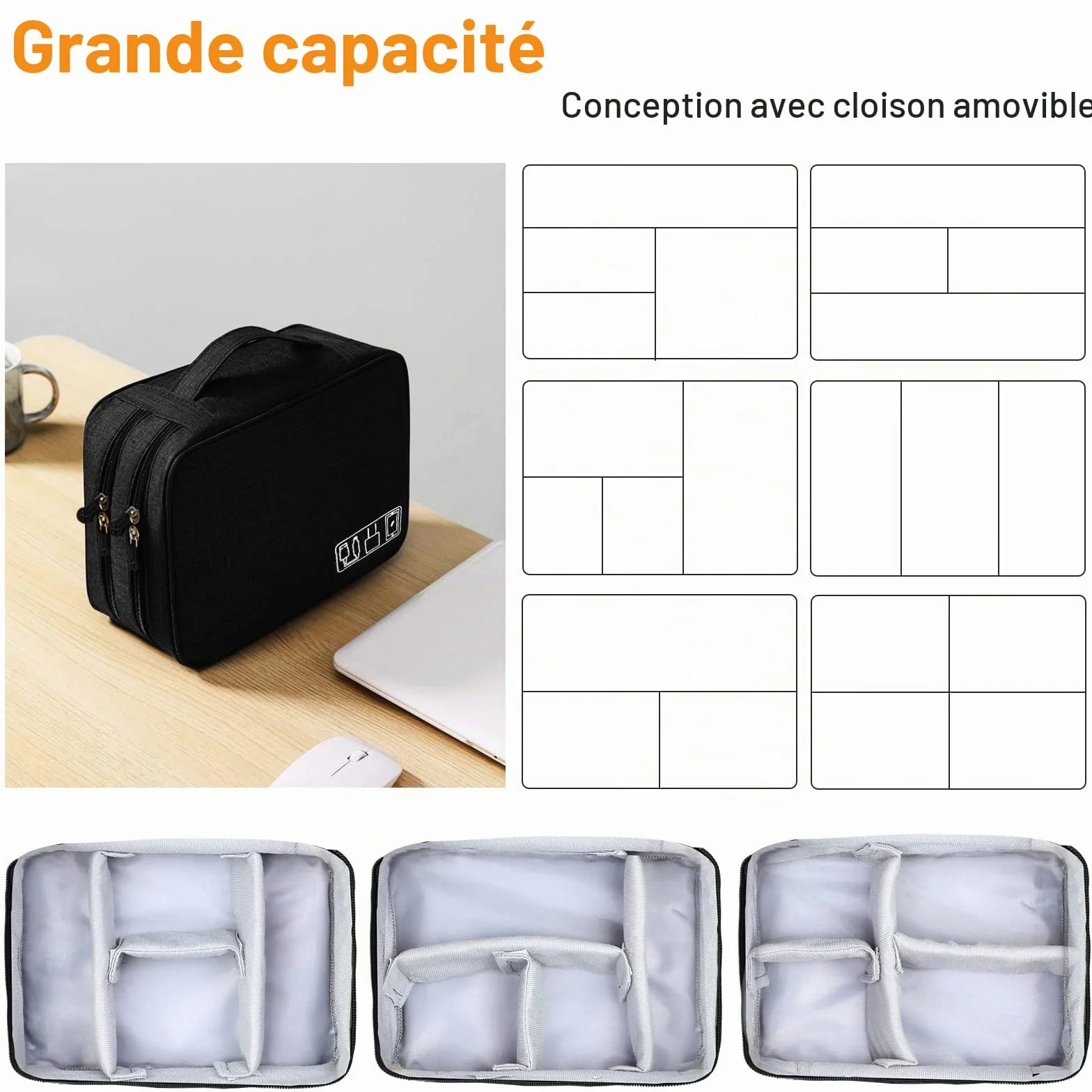 Sac Câble Multifonctionnel Universel pour Voyage Électronique Cable Management Tablette Disque Dur Externe Chargeur Adaptateurs
