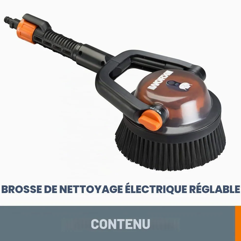 WORX - Brosse rotative à poils durs pour nettoyeur haute pression Hydroshot WG620E, WG625E, WG630E et WG633E - Idéale pour les surfaces dures - WA1821