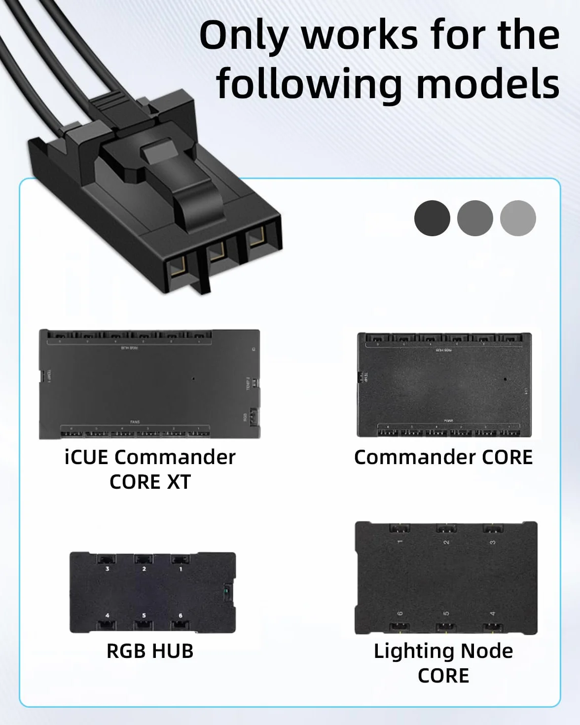 Câble Contrôleur RGB 3 Broches vers ARGB 3 Broches pour Hub RGB Corsair, Compatible Commander Core iCUE Commander Core XT Lighting Node Core, Lot de 2