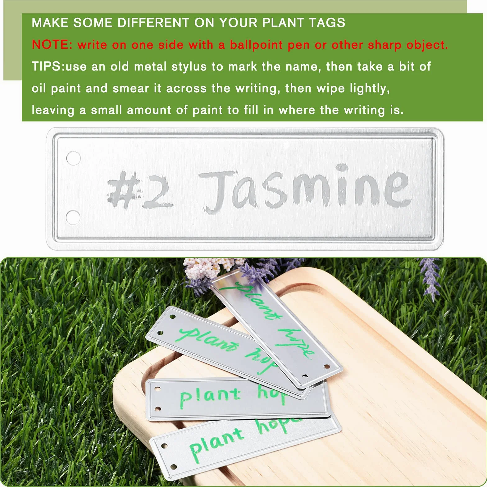 300 Pièces Étiquettes d'Usine en Aluminium Étiquettes de Plantes en Métal Double Face Tag Étiquette en Métal Imperméable avec Fils pour Fourniture de Pépinière Jardinage Extérieur Intérieur