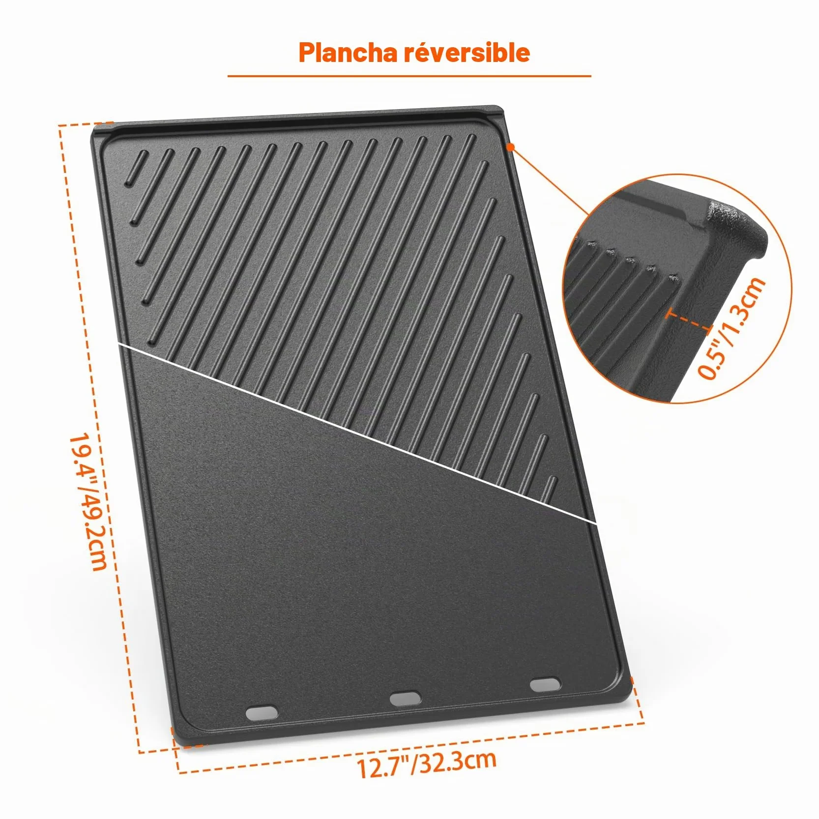 Weber Genesis 300 Plaque de Cuisson en Fonte Réversible 49 x 32 cm pour Barbecue à Gaz - Remplacement 7528